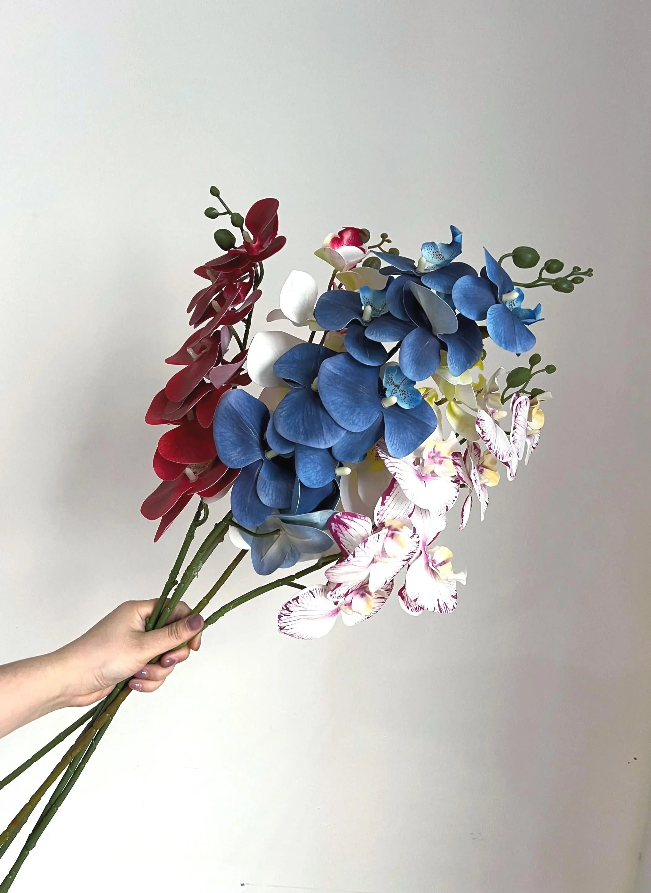 White Faux Orchid Spray, Artificial Orchid Celesta Atelier