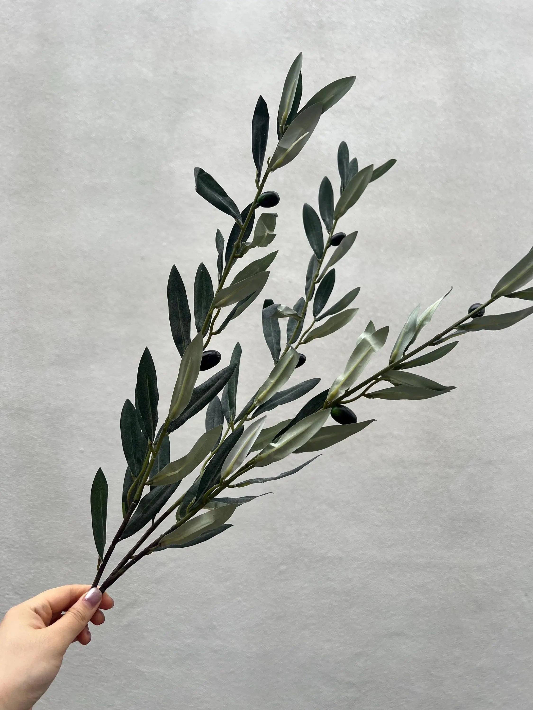 Artificial Olive Branch for Greenery Garland, Fake Olive stem with fruits, Faux Olive Leaf for House Warming, Wedding Holiday Season Decors Faux Flower Place