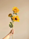 3 Heads Real Touch Sunflowers, Artificial Floral Arrangement, Farmhouse Home Decor, Spring Summer Bouquet Faux Flower Place