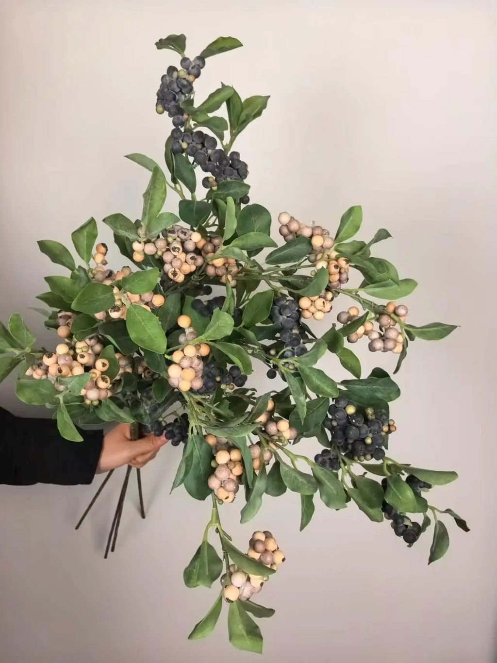Long Stems Berries, 34.6" Faux BlueBerry Stems for DIY Wreath, Faux greenery stem, Berry Branch Spring stems, Artificial blueberry stem Faux Flower Place