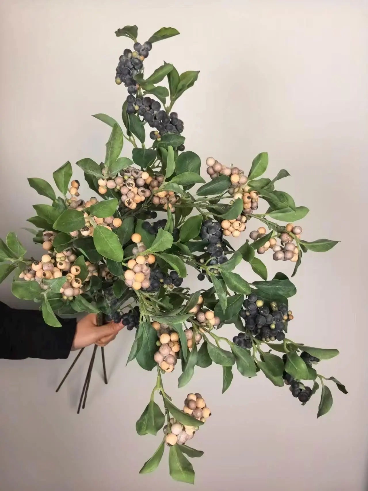 Long Stems Berries, 34.6" Faux BlueBerry Stems for DIY Wreath, Faux greenery stem, Berry Branch Spring stems, Artificial blueberry stem Faux Flower Place