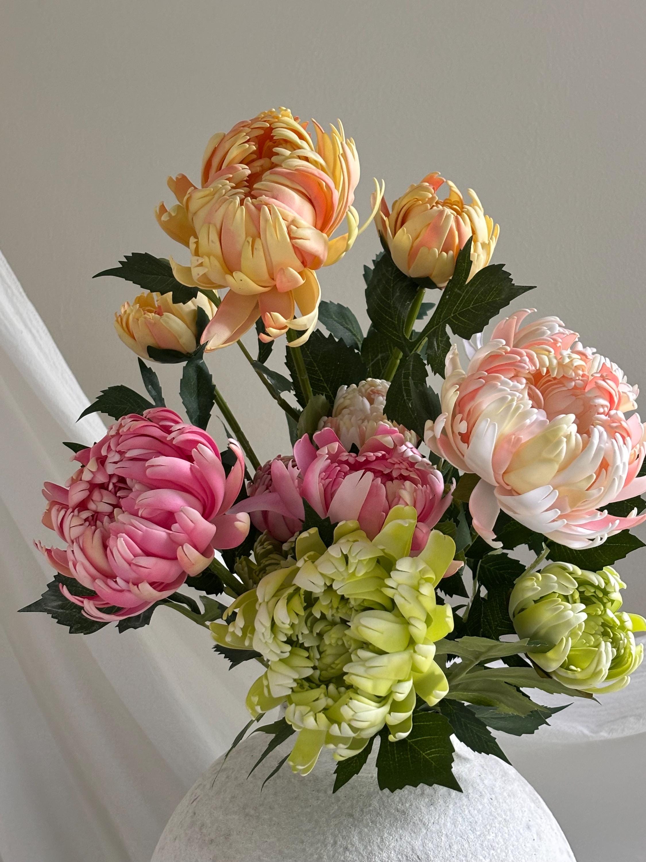 3-Head Artificial Chrysanthemum Stem