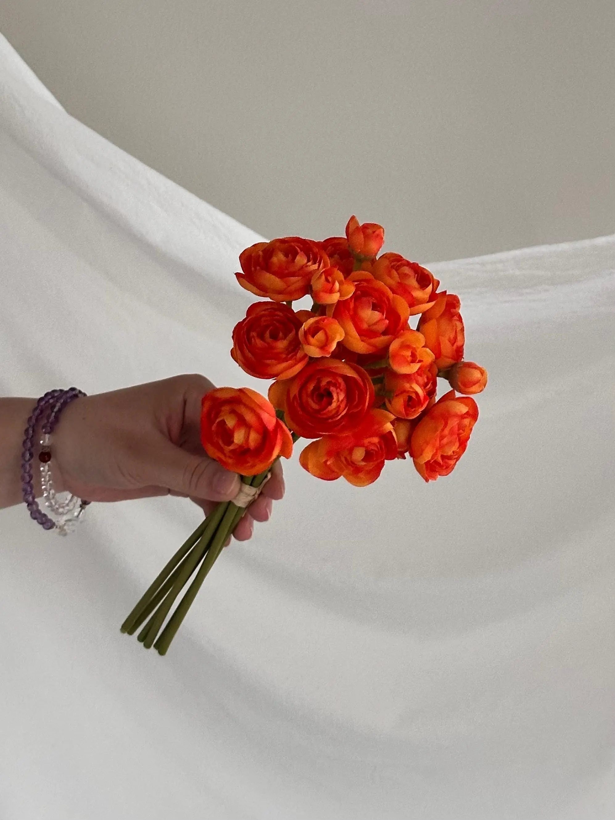 Min Faux Ranunculus bouquet, pinkartificial Ranunculus bunch,faux ranunculus flowers, Holiday Home flower arrangement, wedding bouquet Faux Flower Place