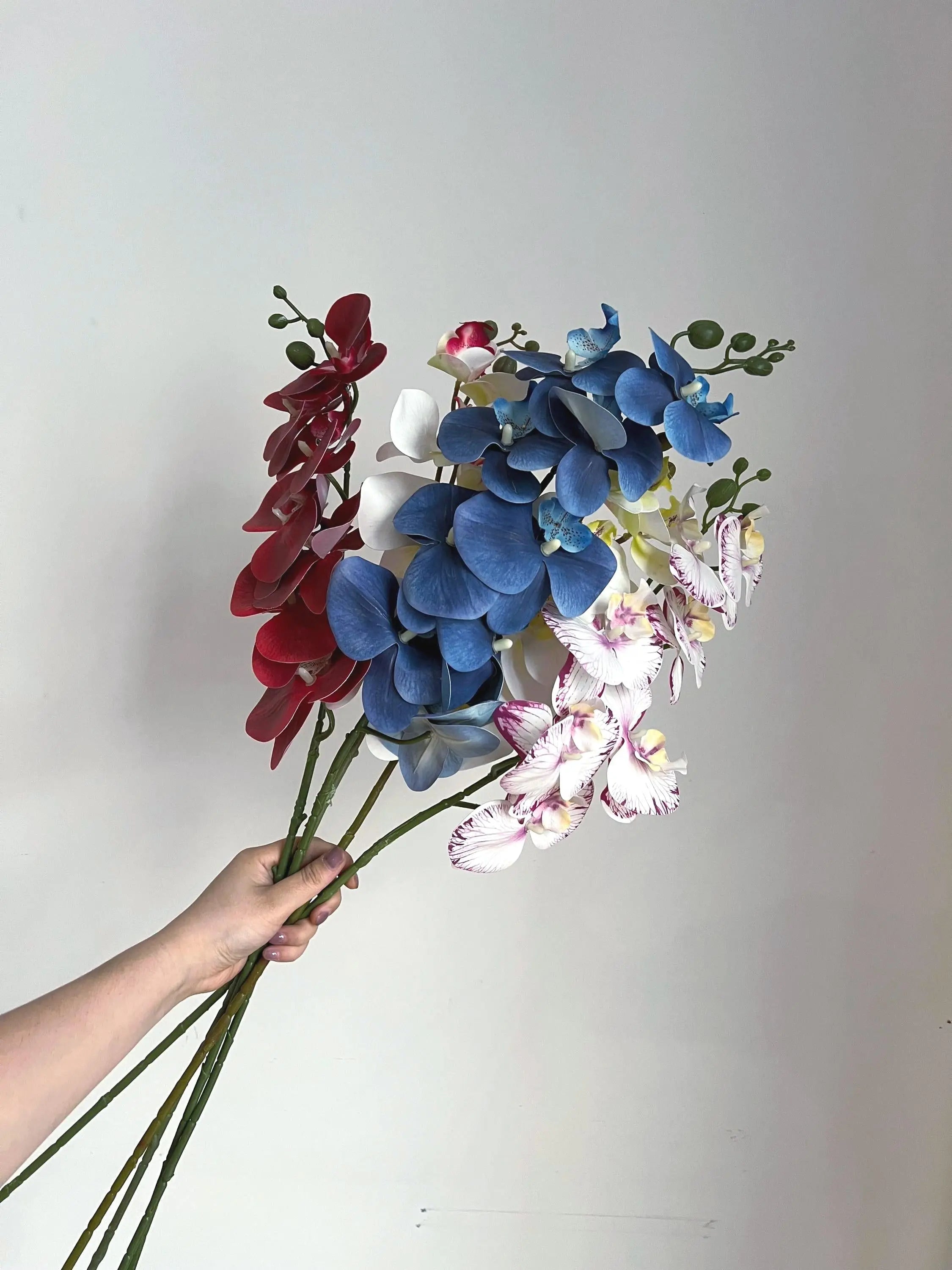 White Faux Orchid Spray, Artificial Orchid Celesta Atelier