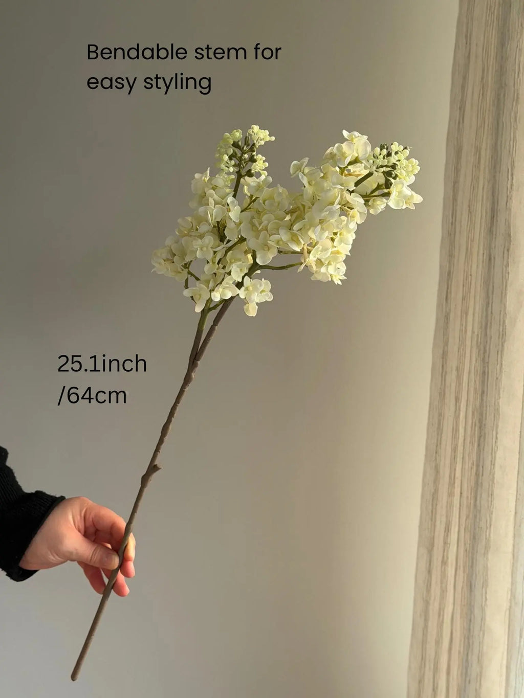 Real Touch Lilac stem, Faux Lilac Branch, Cream White Faux Floral Branch, fake flower arrangements, Lilac Flower for DIY Wedding Decor Faux Flower Place