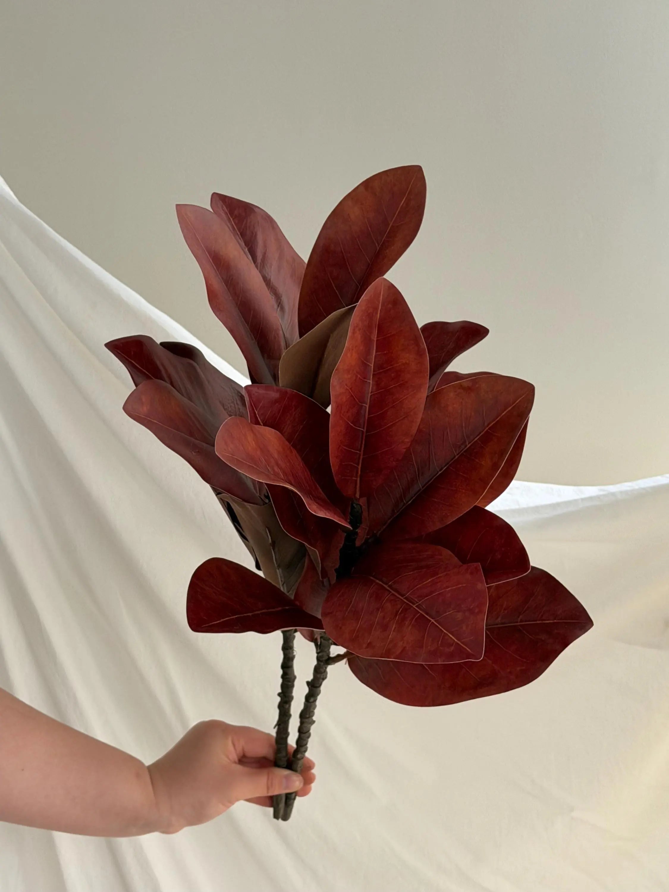 17" Artificial Magnolia Leaf Branch Faux Flower Place