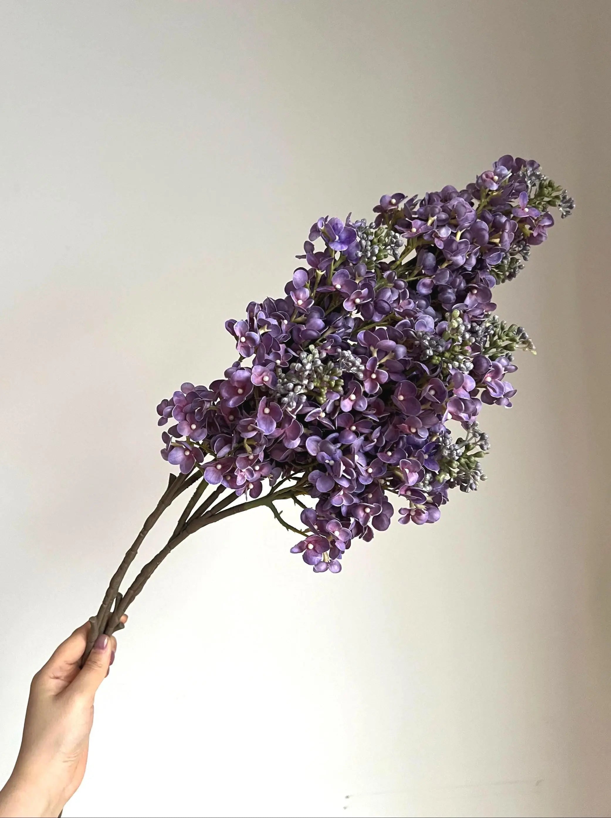 Real Touch Lilac stem, Faux Lilac Branch, Cream White Faux Floral Branch, fake flower arrangements, Lilac Flower for DIY Wedding Decor Faux Flower Place
