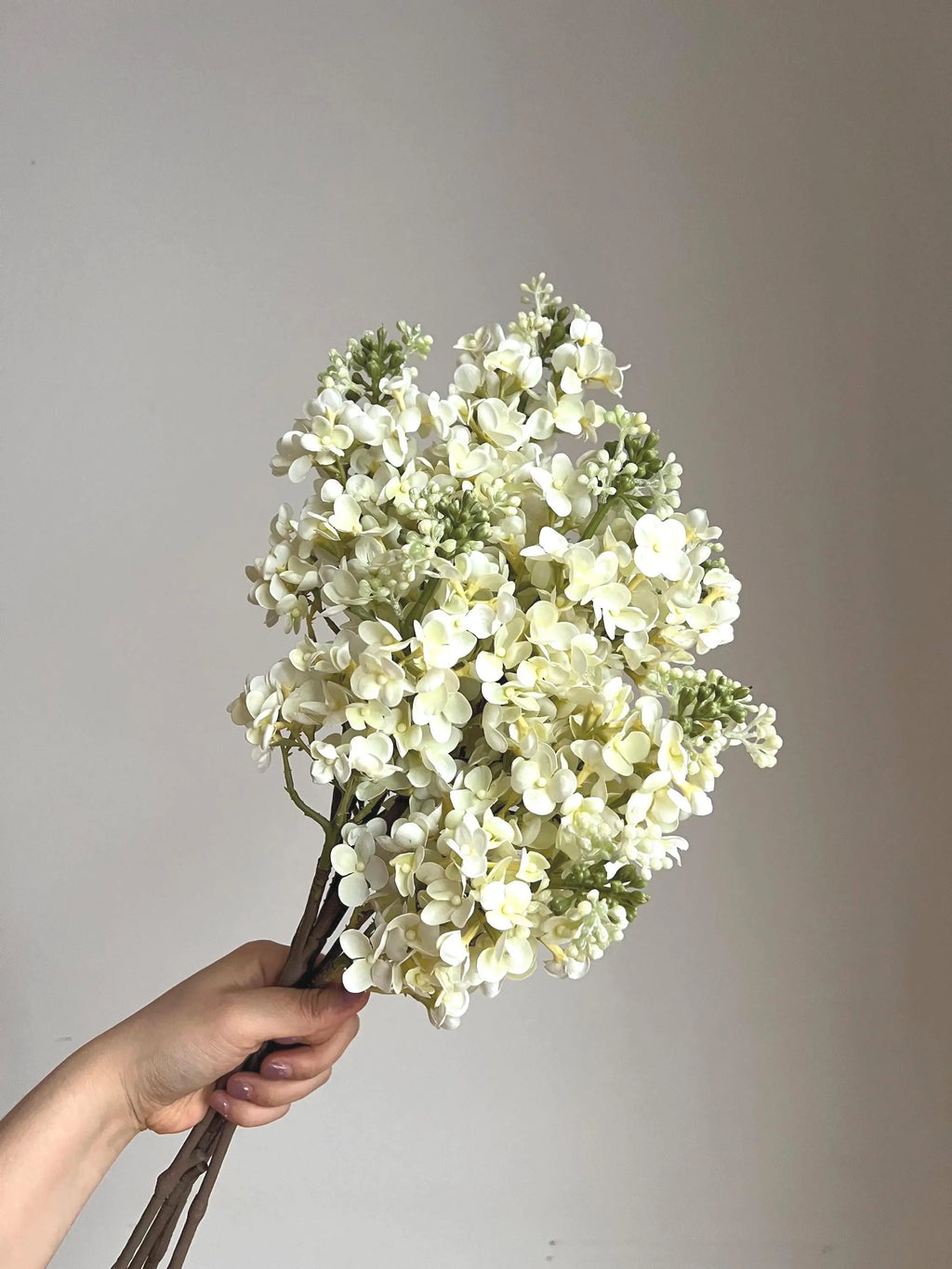Real Touch Lilac stem, Faux Lilac Branch, Cream White Faux Floral Branch, fake flower arrangements, Lilac Flower for DIY Wedding Decor Faux Flower Place