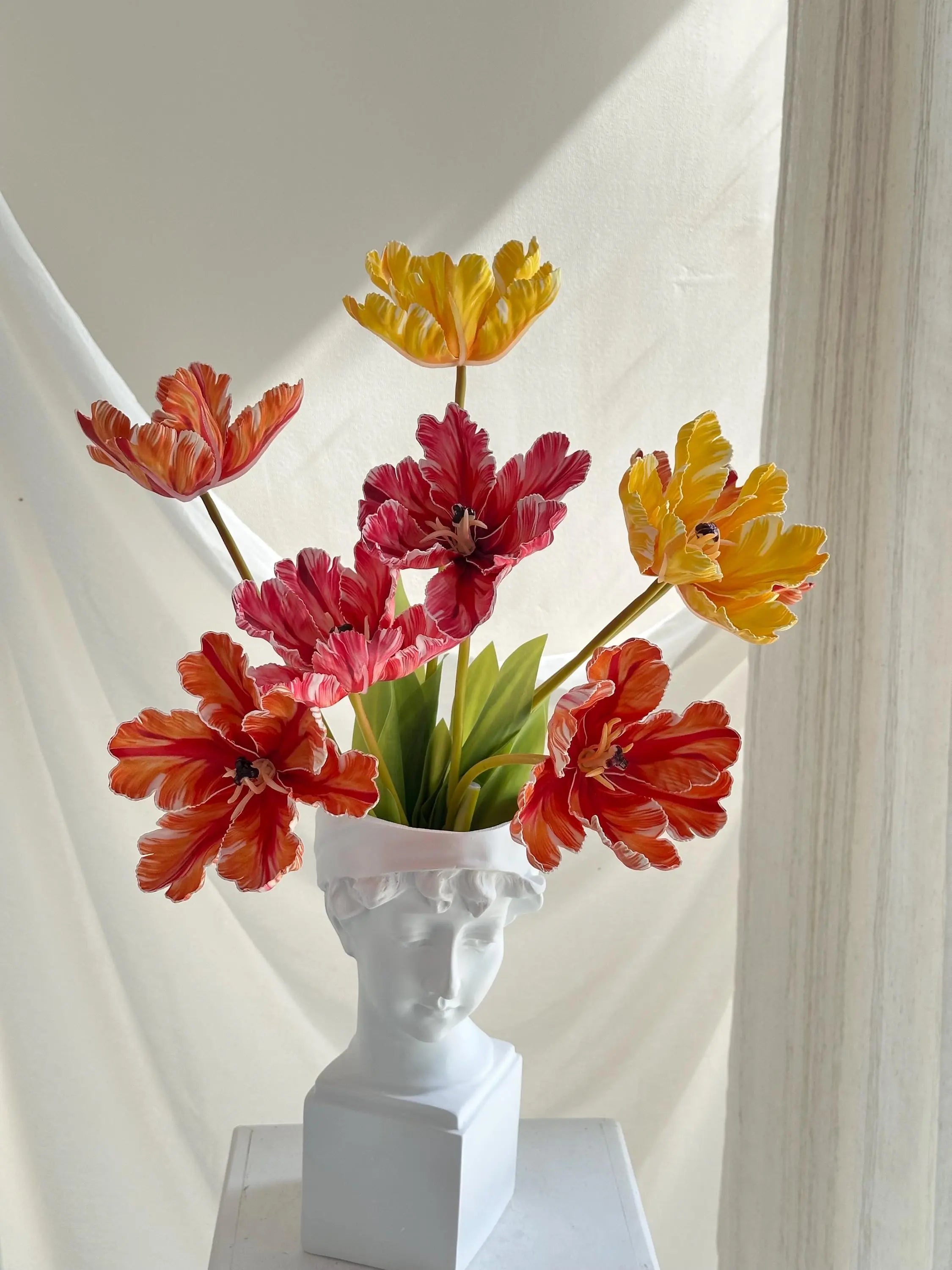 Fake flamingo tulip flower, artificial tulips stems, Real touch tulip, fake flower arrangements, faux tulip for Mothers Day gift Faux Flower Place