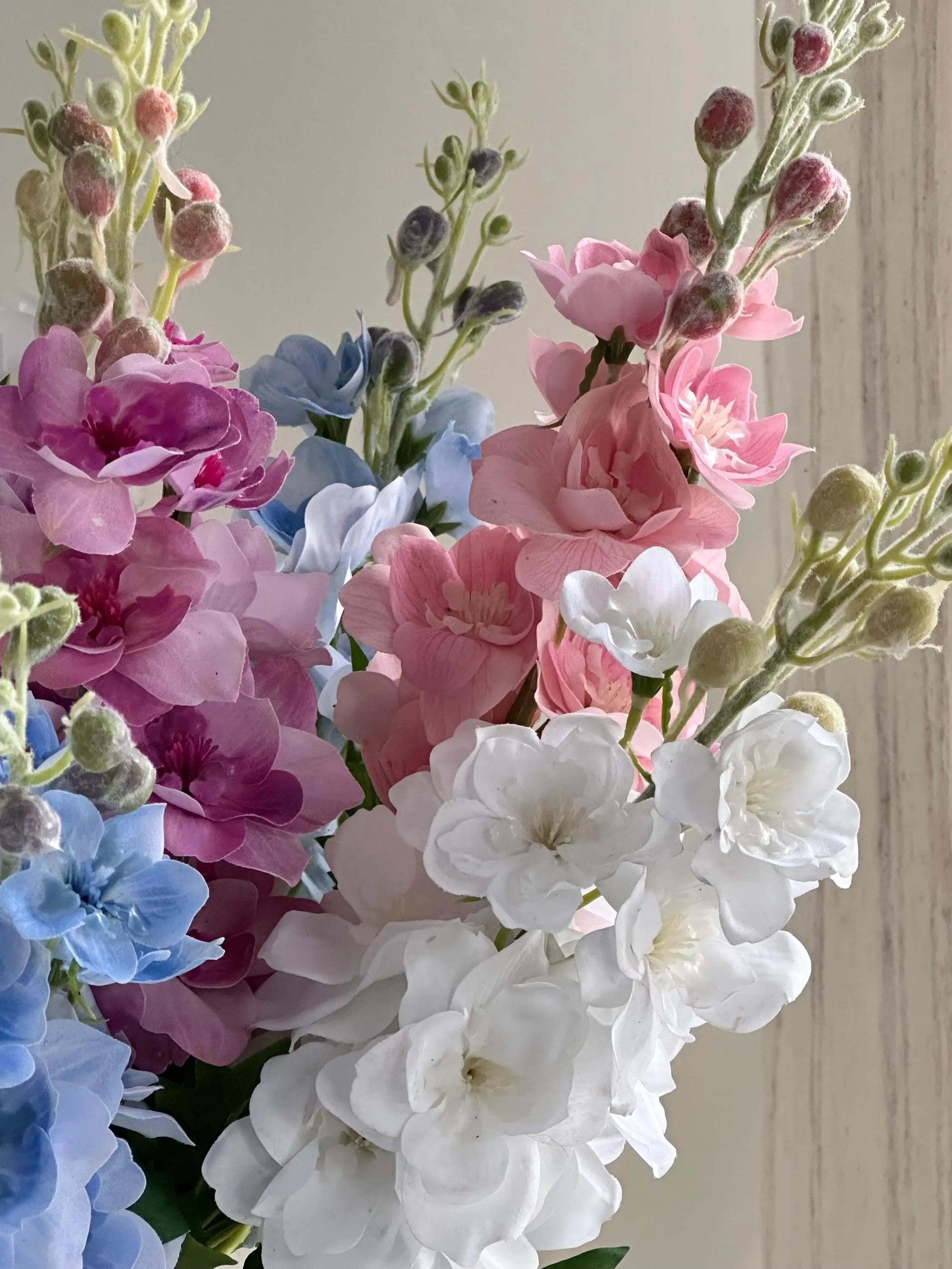 29" Real Touch Delphinium Blossom Branch With Buds, Faux Flowers, DIY Floral arrangement, Fake Flowers for House Warming Gifts Faux Flower Place