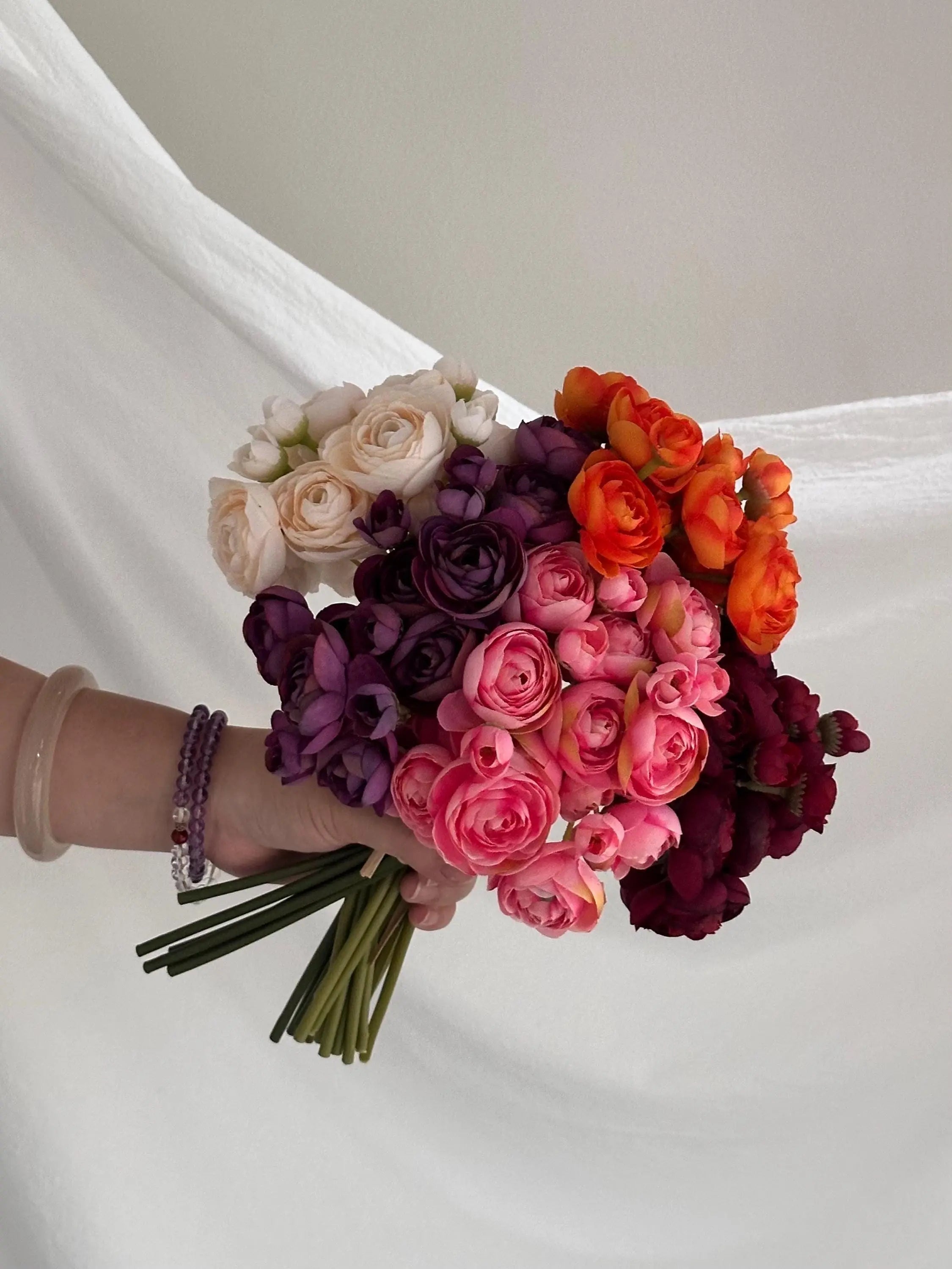Min Faux Ranunculus bouquet, pinkartificial Ranunculus bunch,faux ranunculus flowers, Holiday Home flower arrangement, wedding bouquet Faux Flower Place