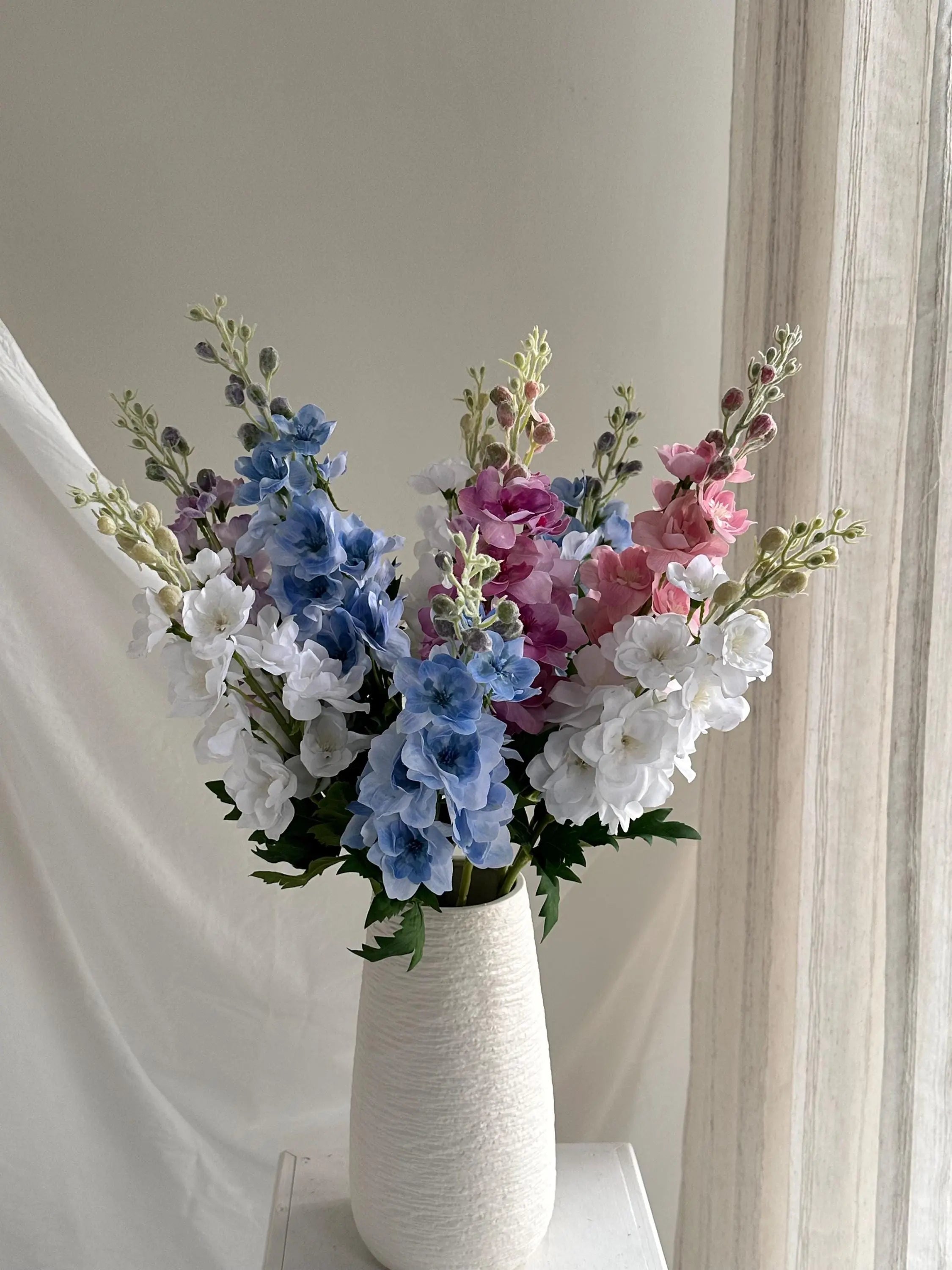 29" Real Touch Delphinium Blossom Branch With Buds, Faux Flowers, DIY Floral arrangement, Fake Flowers for House Warming Gifts Faux Flower Place