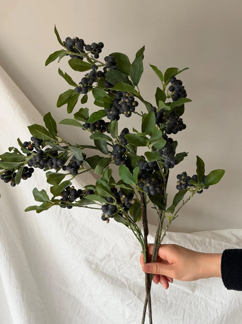 Long Stems Berries, 34.6" Faux BlueBerry Stems for DIY Wreath, Faux greenery stem, Berry Branch Spring stems, Artificial blueberry stem Faux Flower Place
