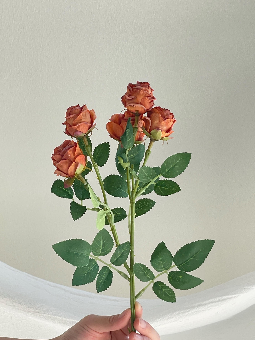 Silk 5-Head Pink Rose Stem