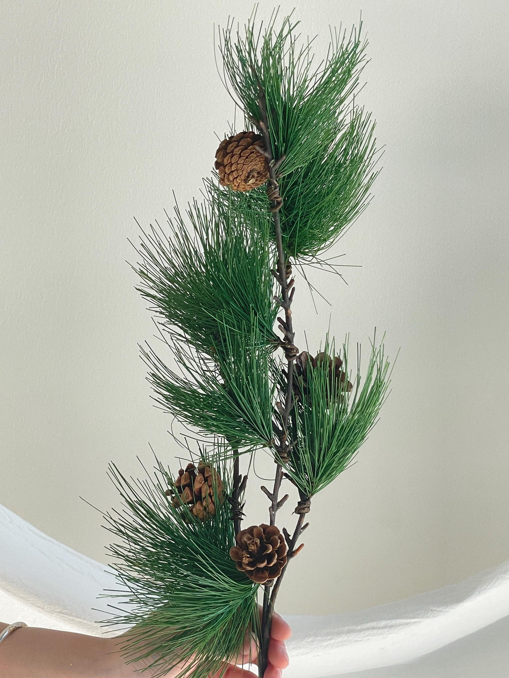 Artificial Pine Needles Branch with Pine Cone