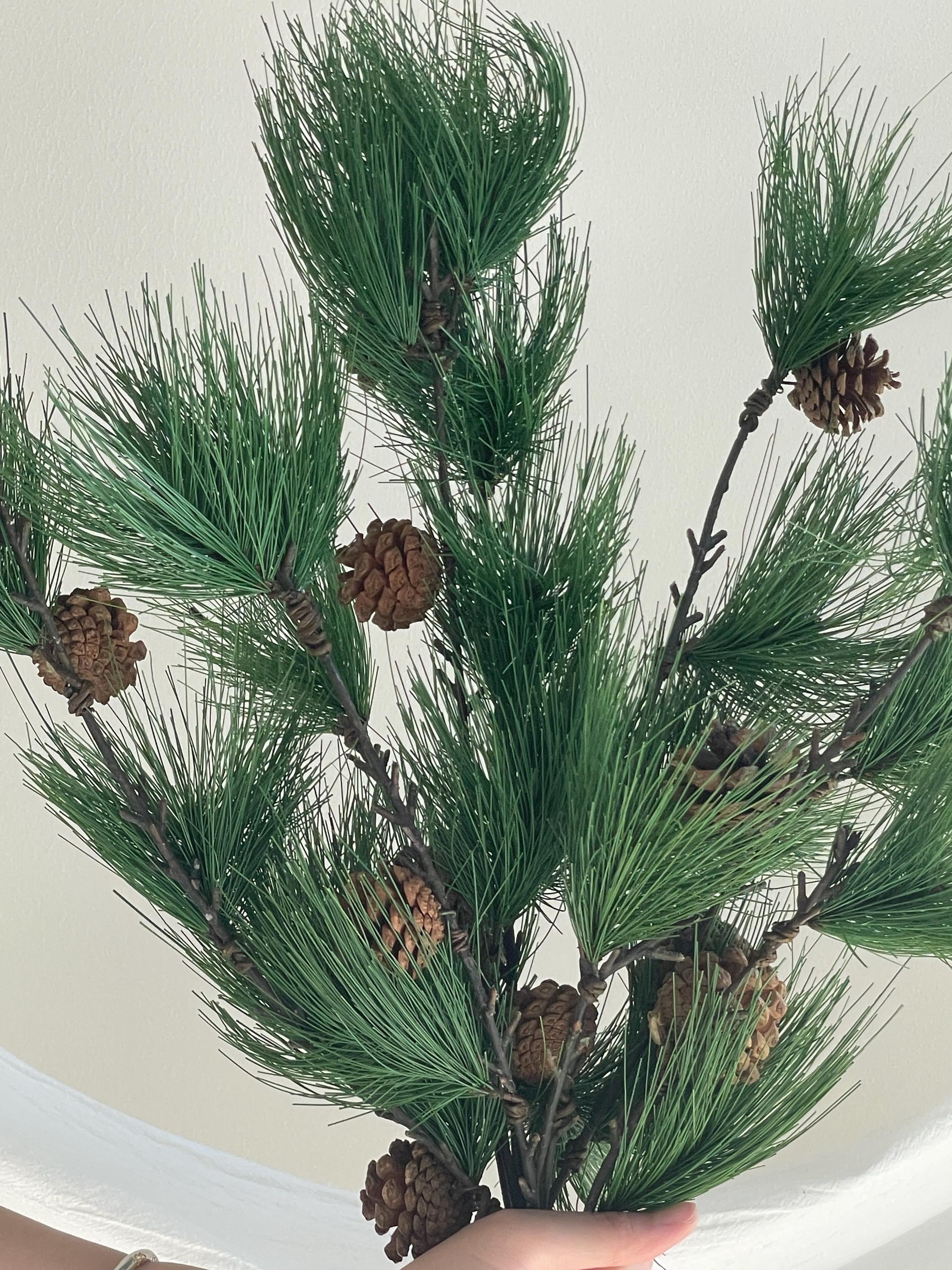 Artificial Pine Needles Branch with Pine Cone