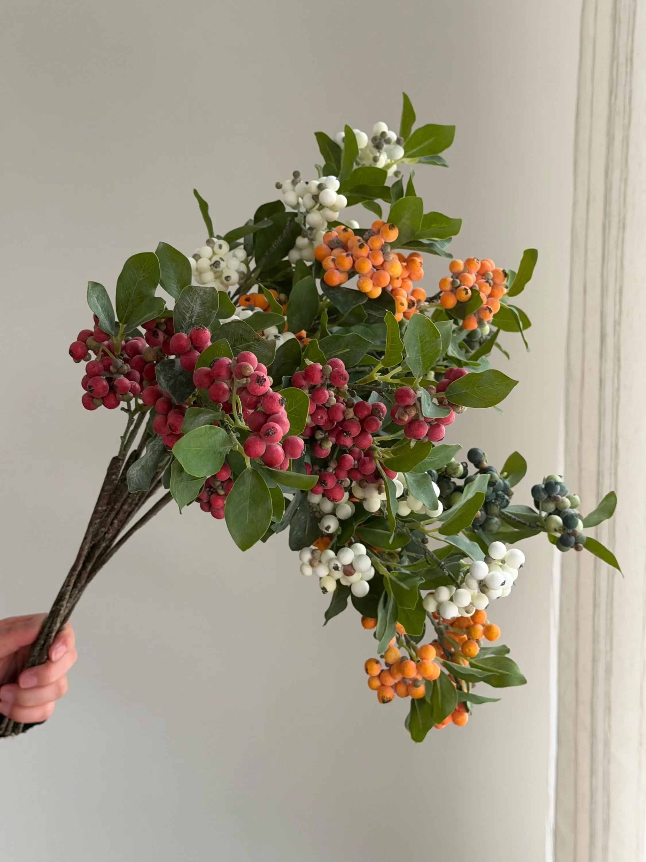 Long Stems Berries Spray, Faux BlueBerry Bush Celesta Atelier