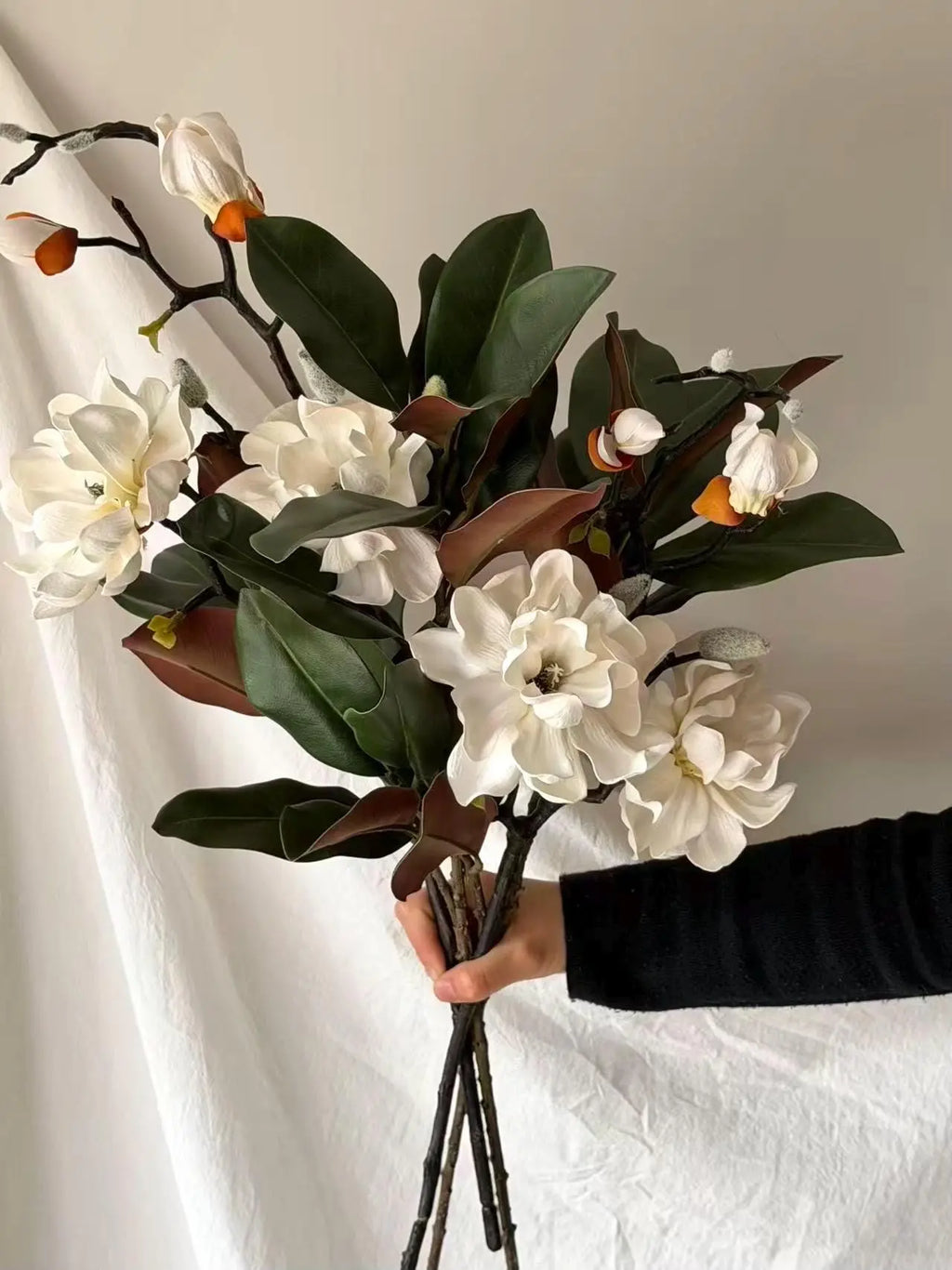 Artificial Magnolia Leaf Branch Faux Flower Place