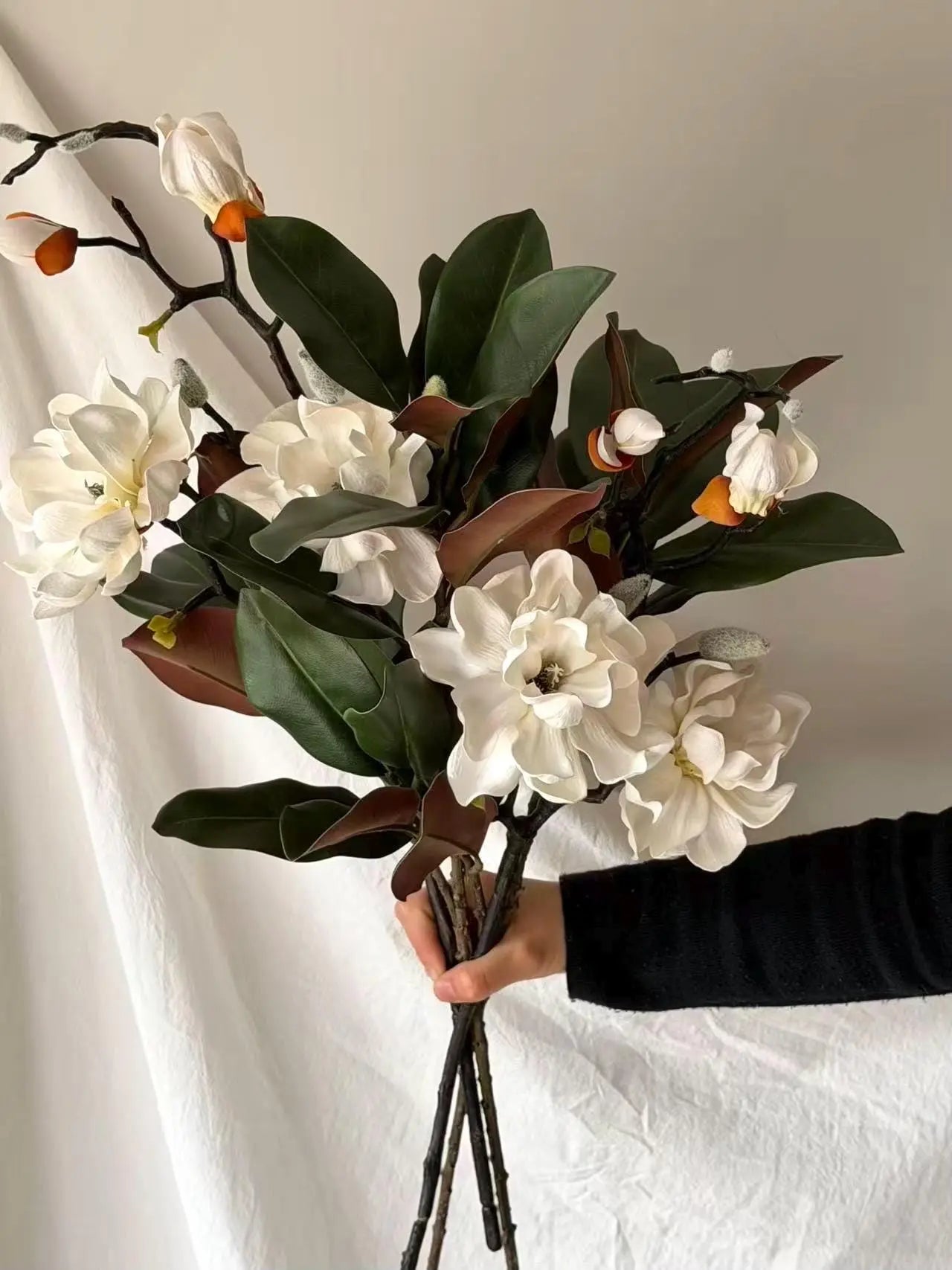 Artificial Magnolia Leaf Branch Faux Flower Place
