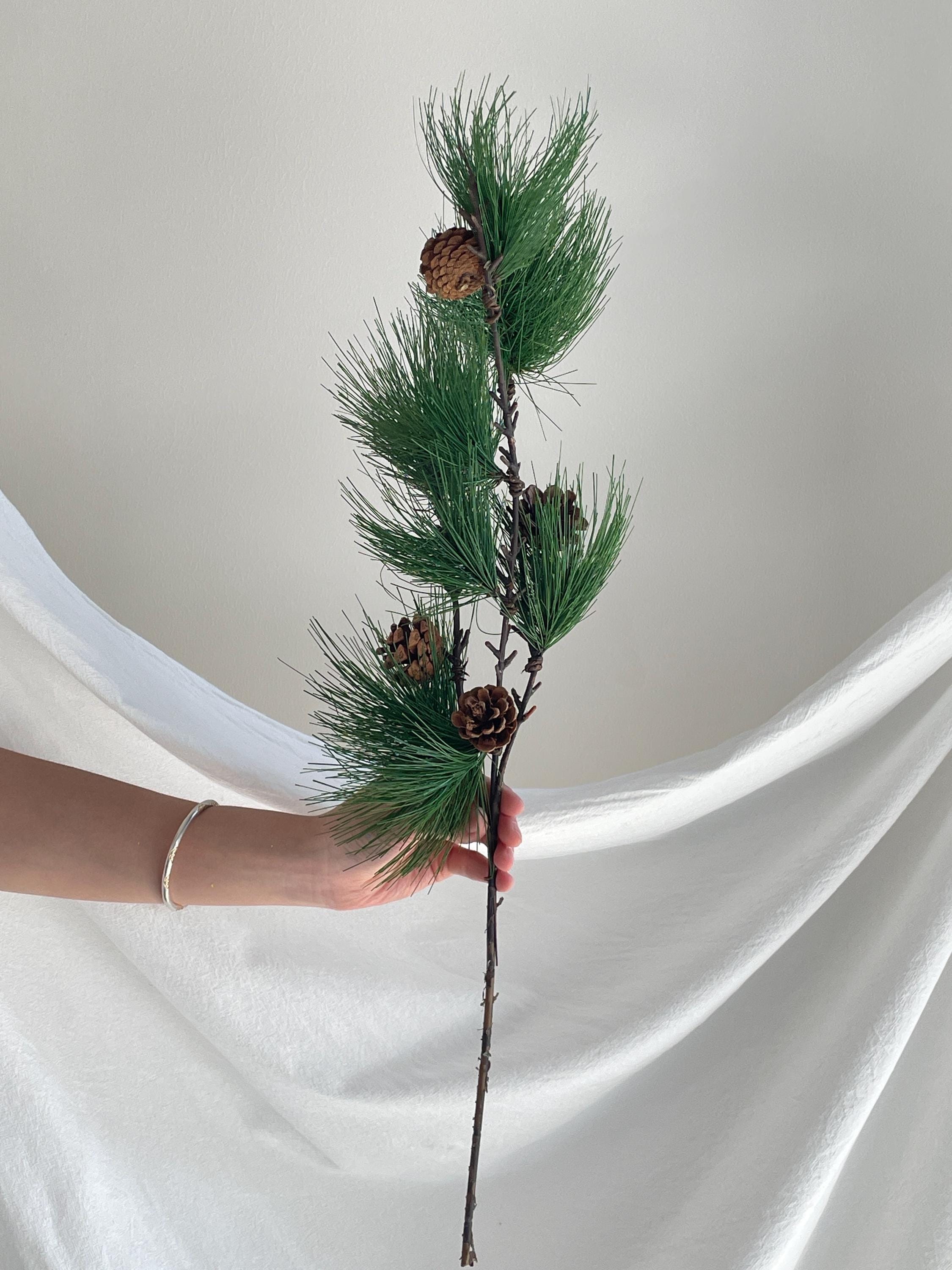 Artificial Pine Needles Branch with Pine Cone