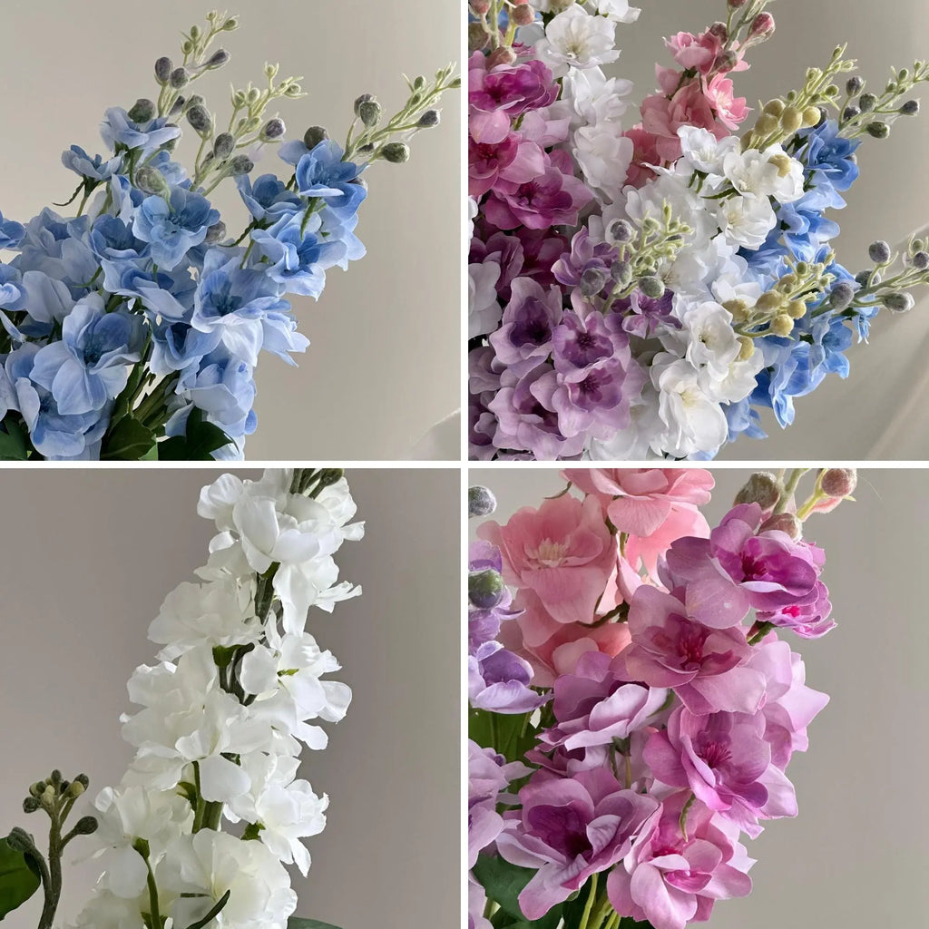 29" Real Touch Delphinium Blossom Branch With Buds, Faux Flowers, DIY Floral arrangement, Fake Flowers for House Warming Gifts Faux Flower Place