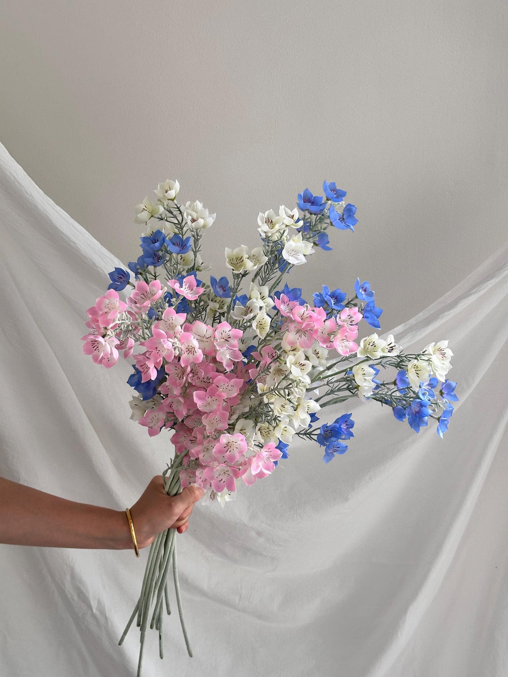 Faux forget-me-not flowers