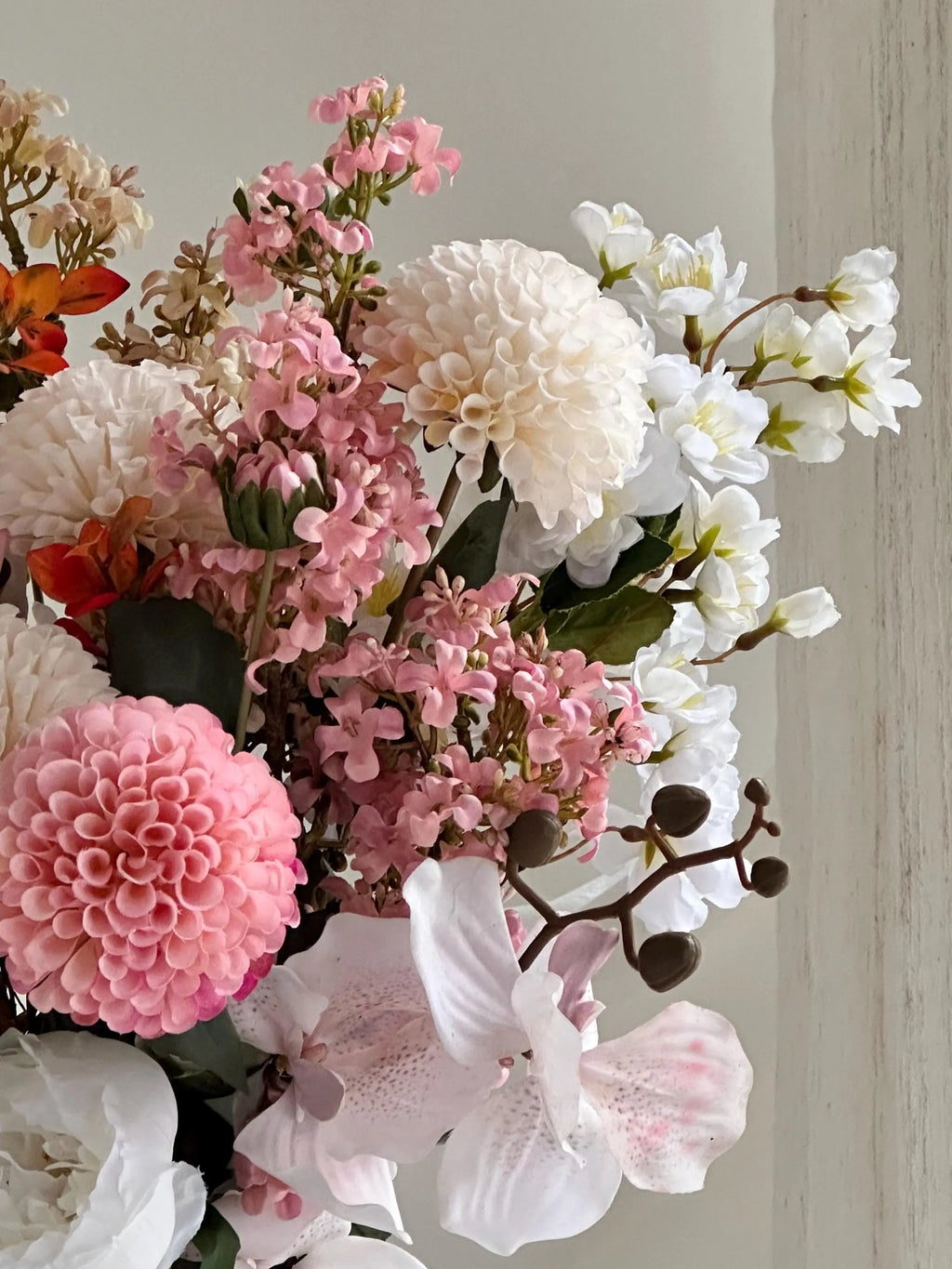 Whimsical Wildflower Bouquet, Bridal Bouquet, faux flower arrangement, holiday flower arrangement with Fake Peony, Rose, Dahlia, lilac Faux Flower Place