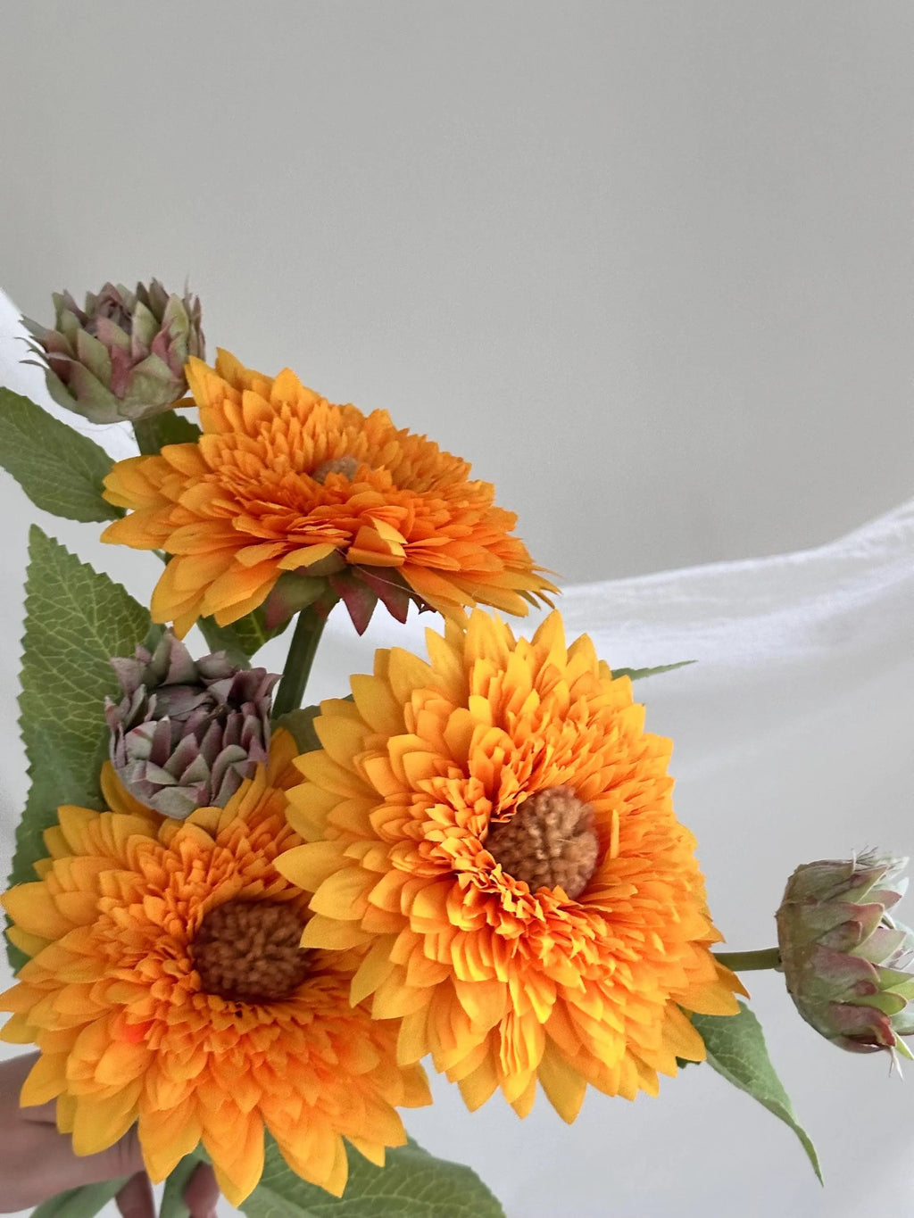 Real Touch Faux Sunflowers Set of 3, Artificial Teddy Sunflowers for DIY, Fake Sunflowers Centerpieces, DIY Floral, Summer Holiday Decor Faux Flower Place