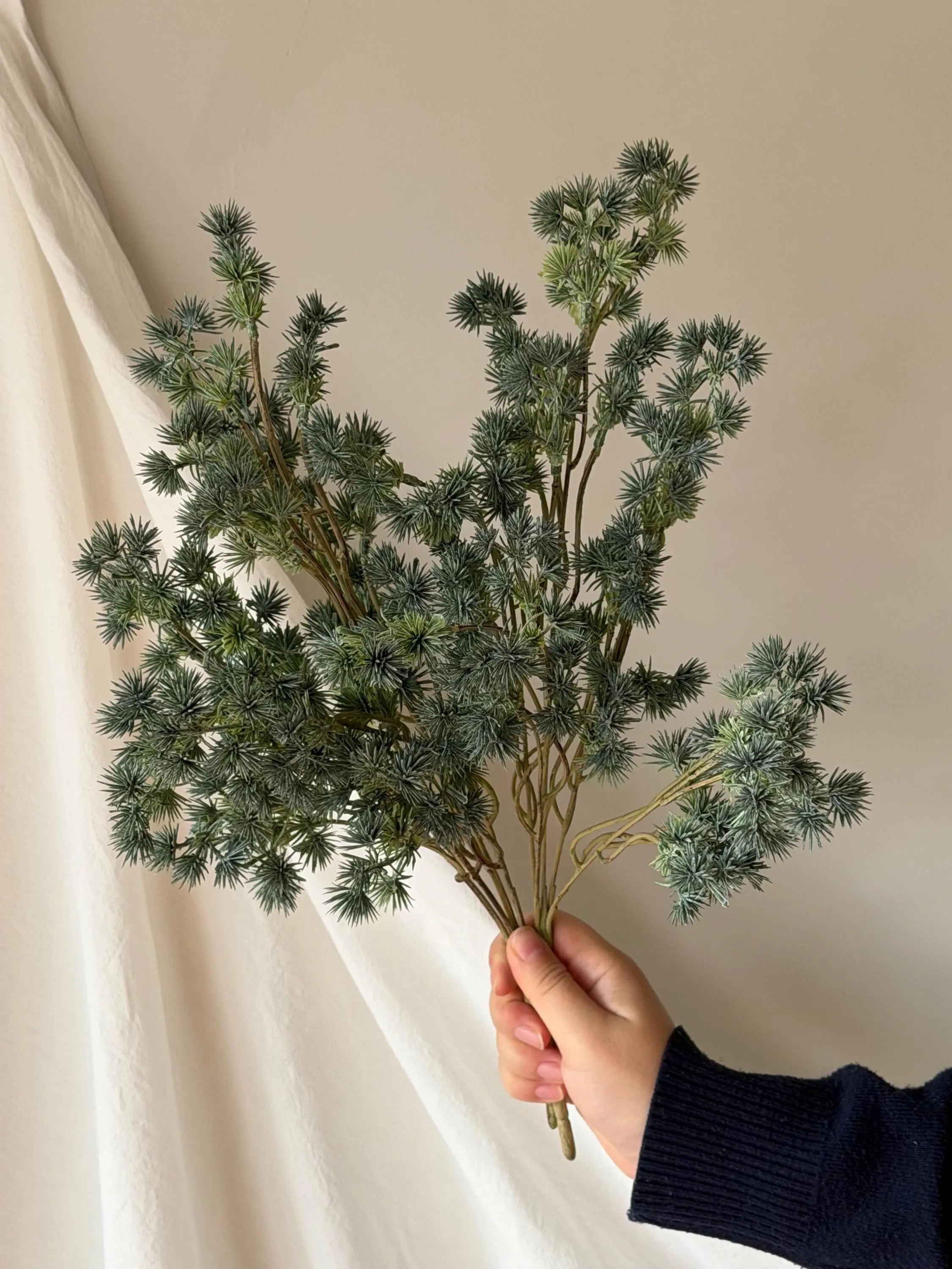 Faux Winter Cedar Branch Artificial Pine Stems for DIY Indoor Decor, Pine Needle Stem Evergreen garland, primitive christmas decor Faux Flower Place