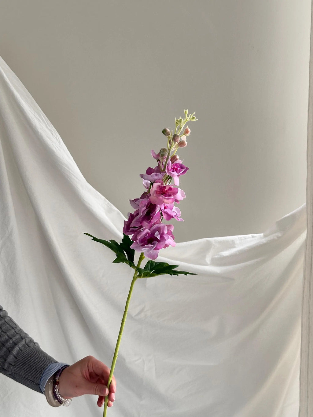 29" Real Touch Delphinium Blossom Branch With Buds, Faux Flowers, DIY Floral arrangement, Fake Flowers for House Warming Gifts Faux Flower Place