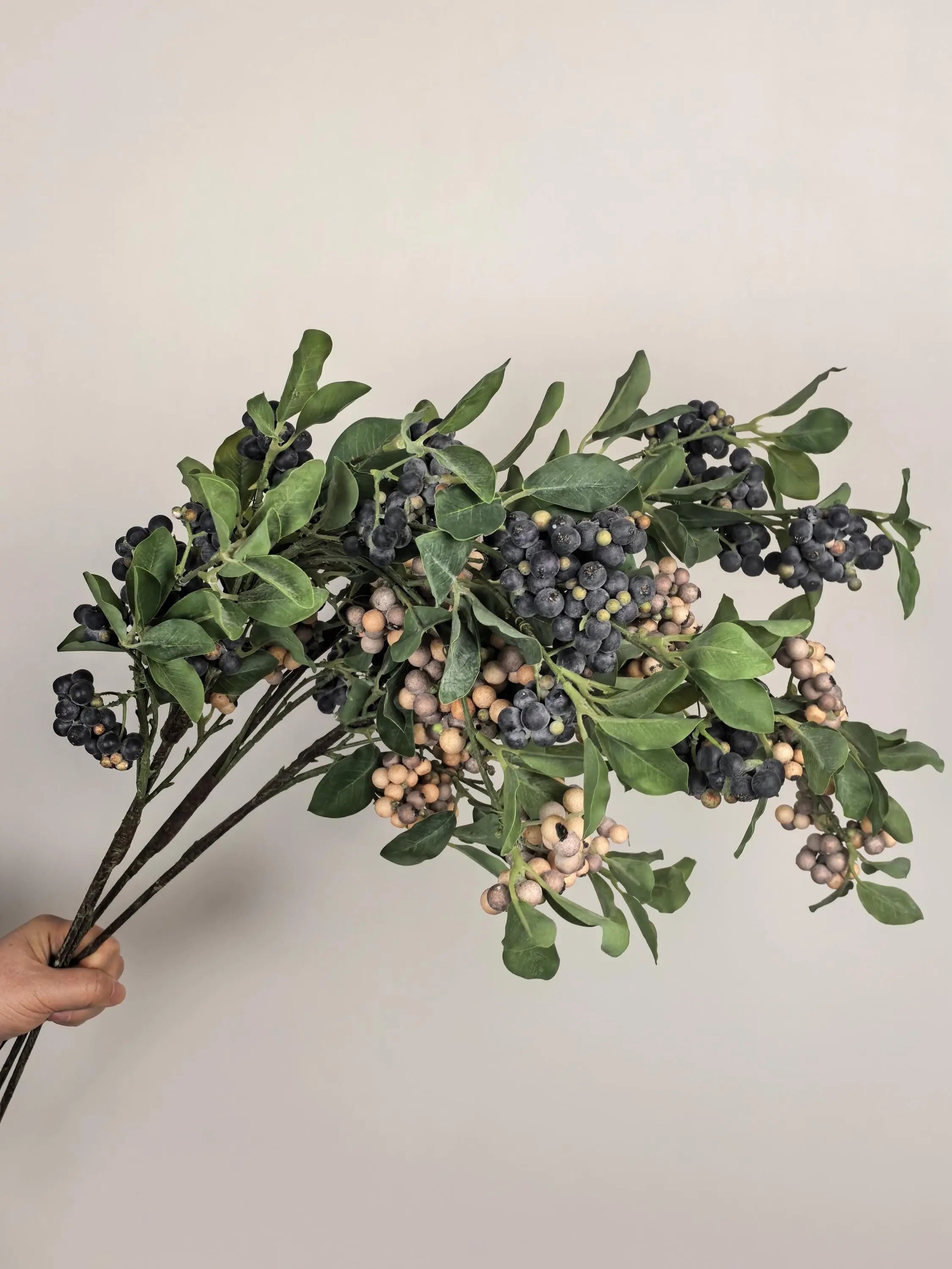 Long Stems Berries, Faux BlueBerry Spray Celesta Atelier