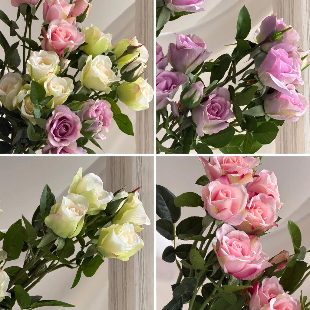 Artificial 5-head Rose stem Faux Flower Place