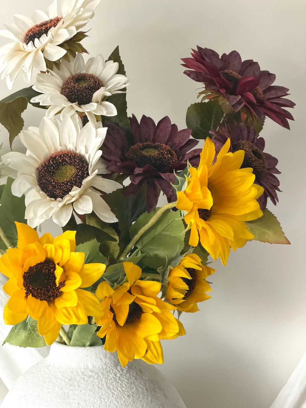 3 Heads Real Touch Sunflowers, Artificial Floral Arrangement, Farmhouse Home Decor, Spring Summer Bouquet Faux Flower Place