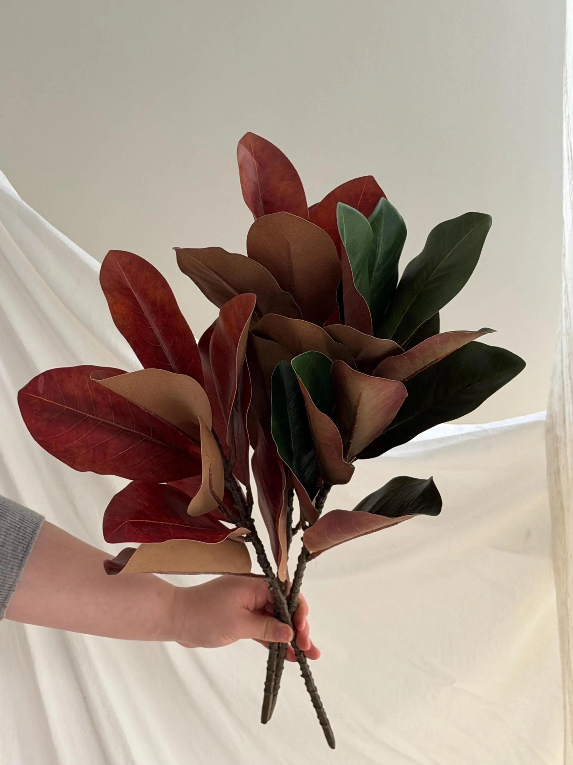 17" Artificial Magnolia Leaf Branch Faux Flower Place