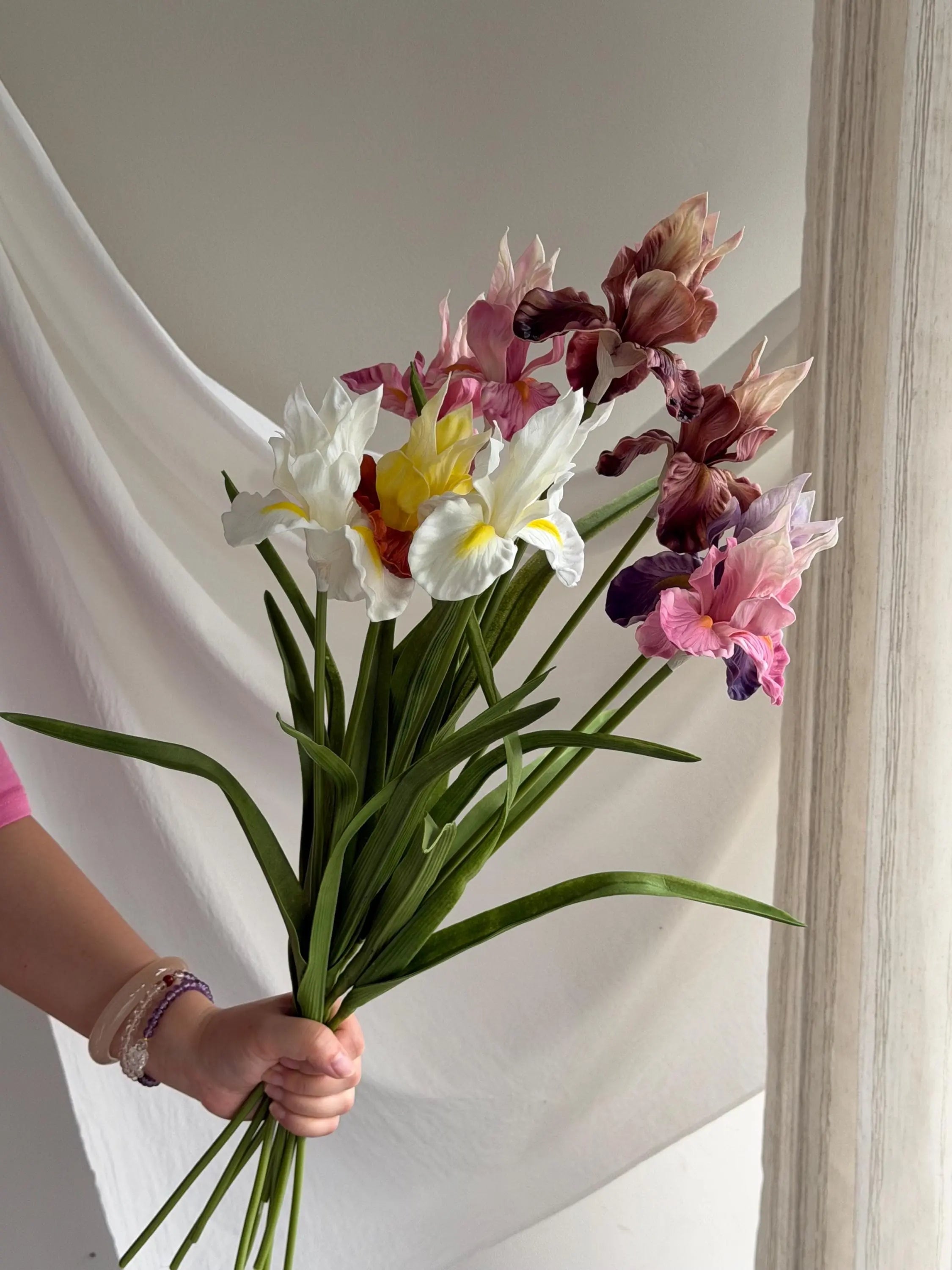 Pink Artificial Iris Flowers Faux Flower Place