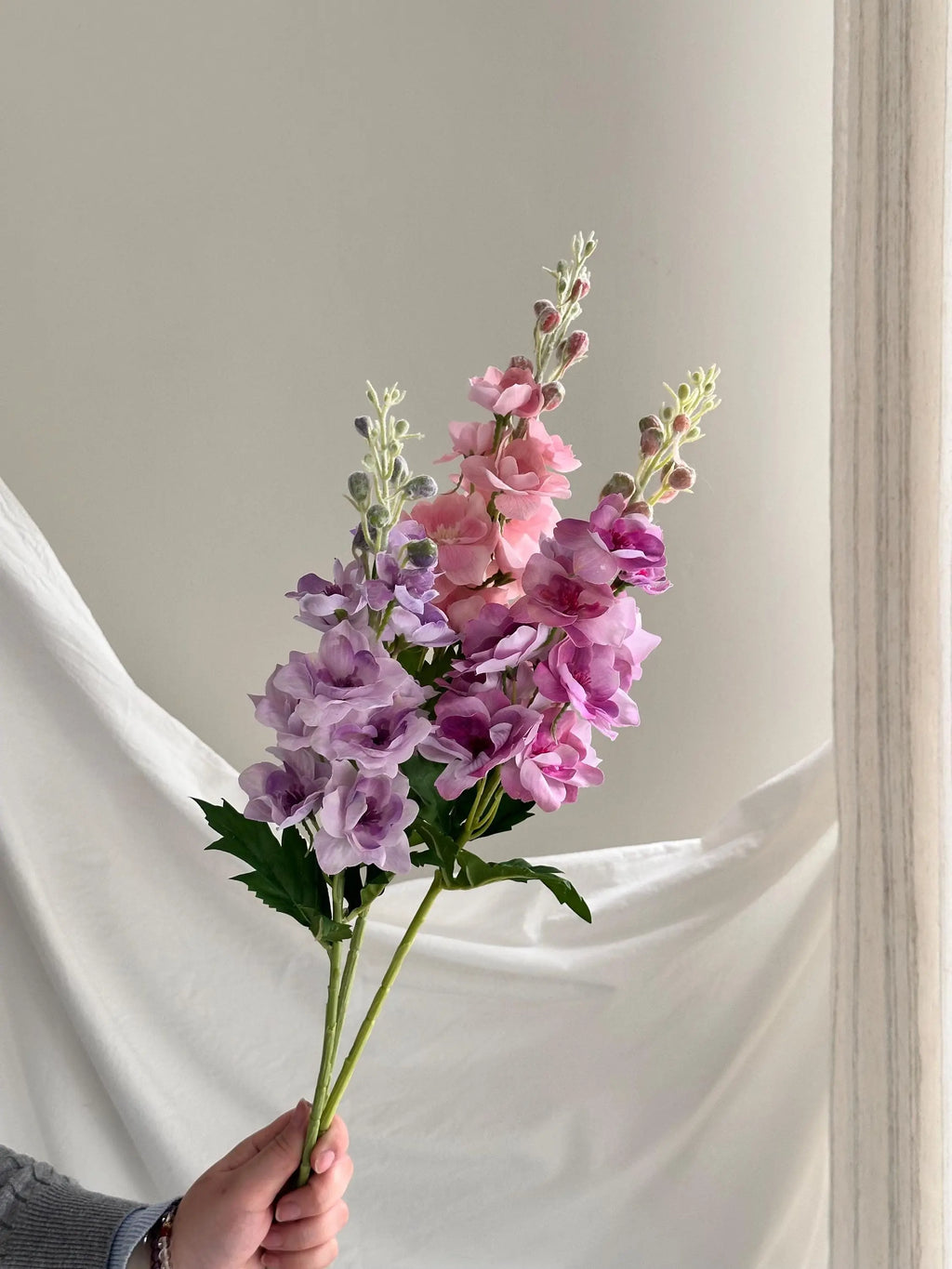 29" Real Touch Delphinium Blossom Branch With Buds, Faux Flowers, DIY Floral arrangement, Fake Flowers for House Warming Gifts Faux Flower Place