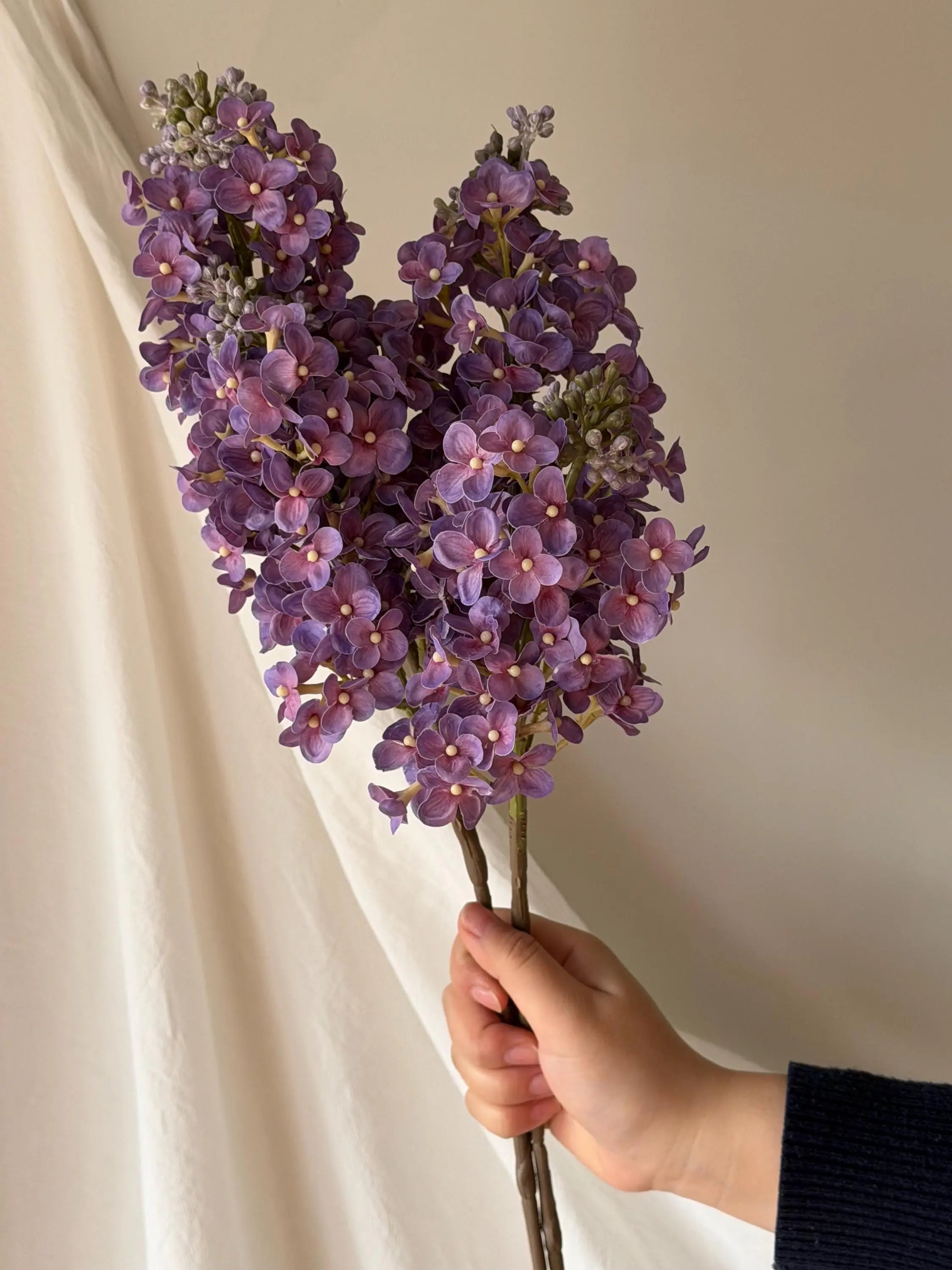 Real Touch Lilac stem, Faux Lilac Branch, Cream White Faux Floral Branch, fake flower arrangements, Lilac Flower for DIY Wedding Decor Faux Flower Place