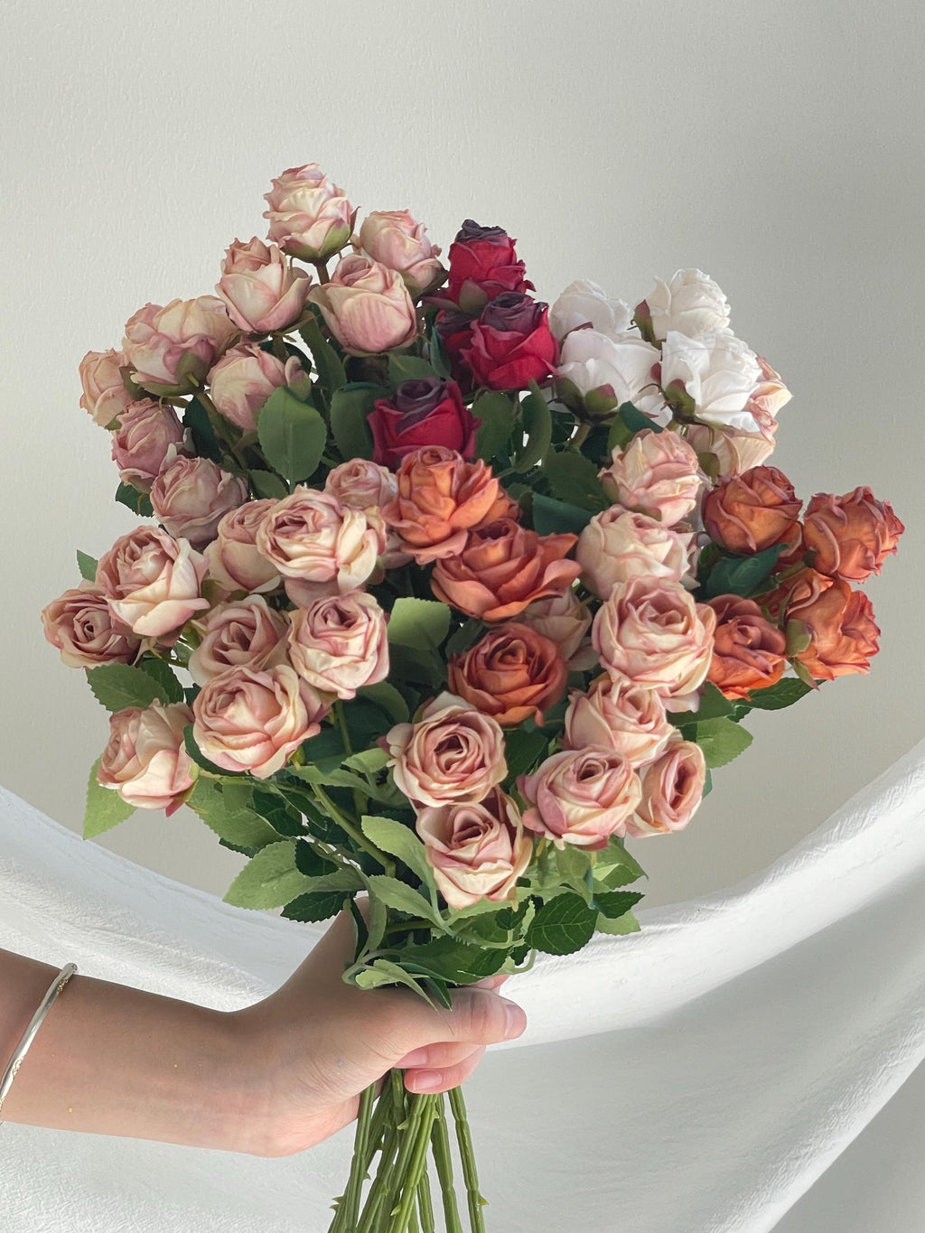 Silk 5-Head Pink Rose Stem