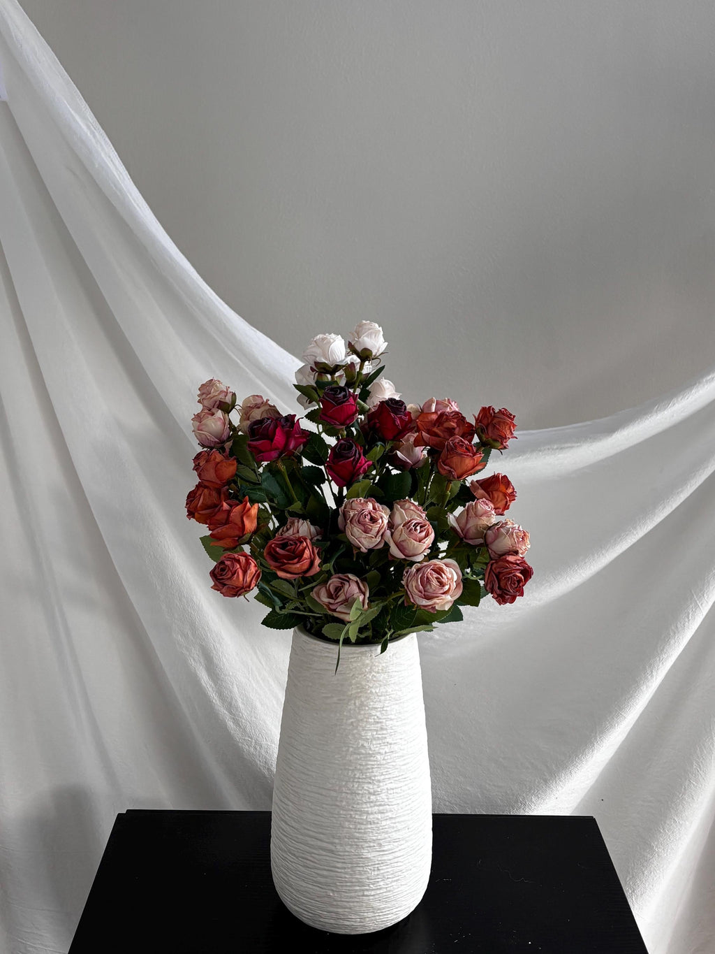 Silk 5-Head Pink Rose Stem