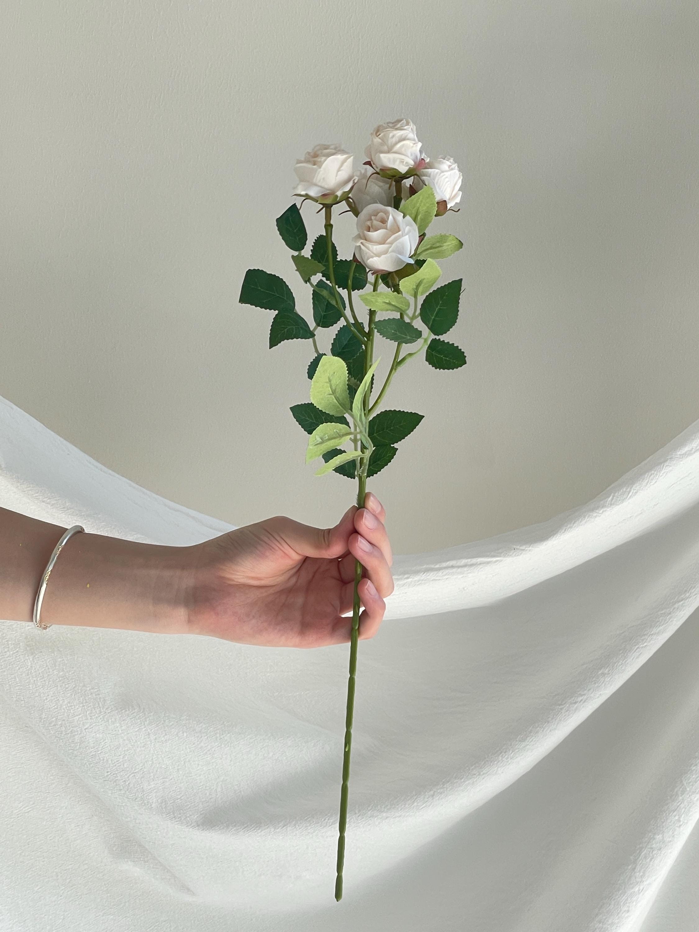 Silk 5-Head Pink Rose Stem