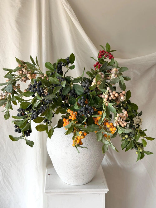 Long Stems Berries, 34.6" Faux BlueBerry Stems for DIY Wreath, Faux greenery stem, Berry Branch Spring stems, Artificial blueberry stem Faux Flower Place