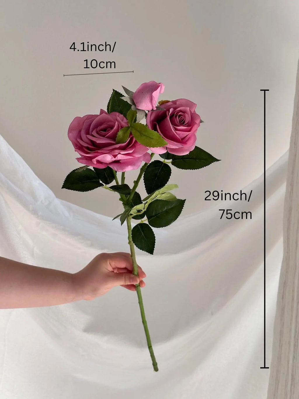 3-head Silk Rose stem Faux Flower Place