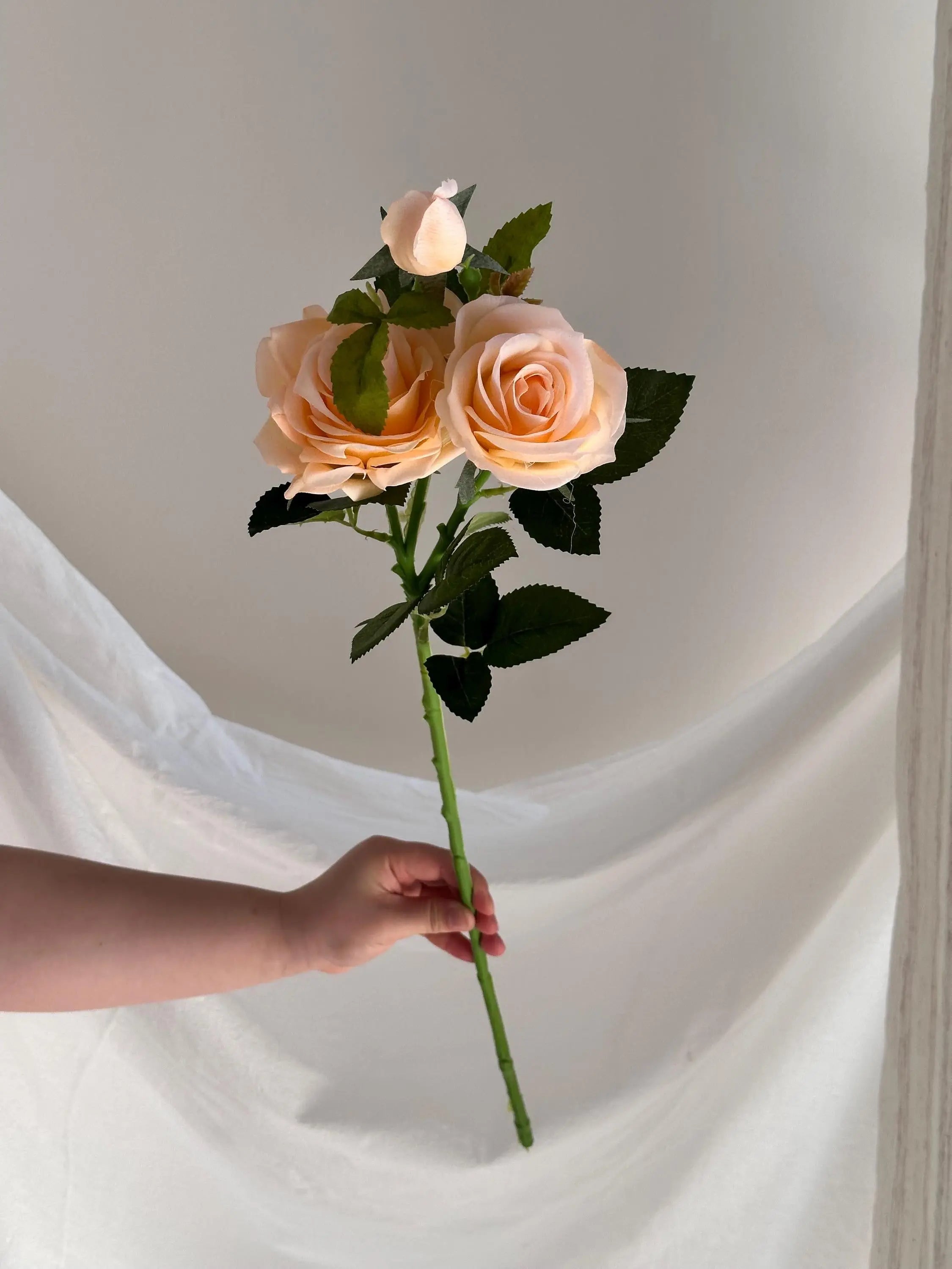 3-head Silk Rose stem Faux Flower Place