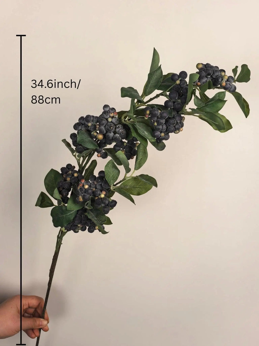 Long Stems Berries, 34.6" Faux BlueBerry Stems for DIY Wreath, Faux greenery stem, Berry Branch Spring stems, Artificial blueberry stem Faux Flower Place