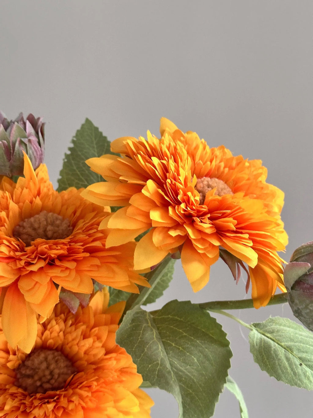 Real Touch Faux Sunflowers Set of 3, Artificial Teddy Sunflowers for DIY, Fake Sunflowers Centerpieces, DIY Floral, Summer Holiday Decor Faux Flower Place