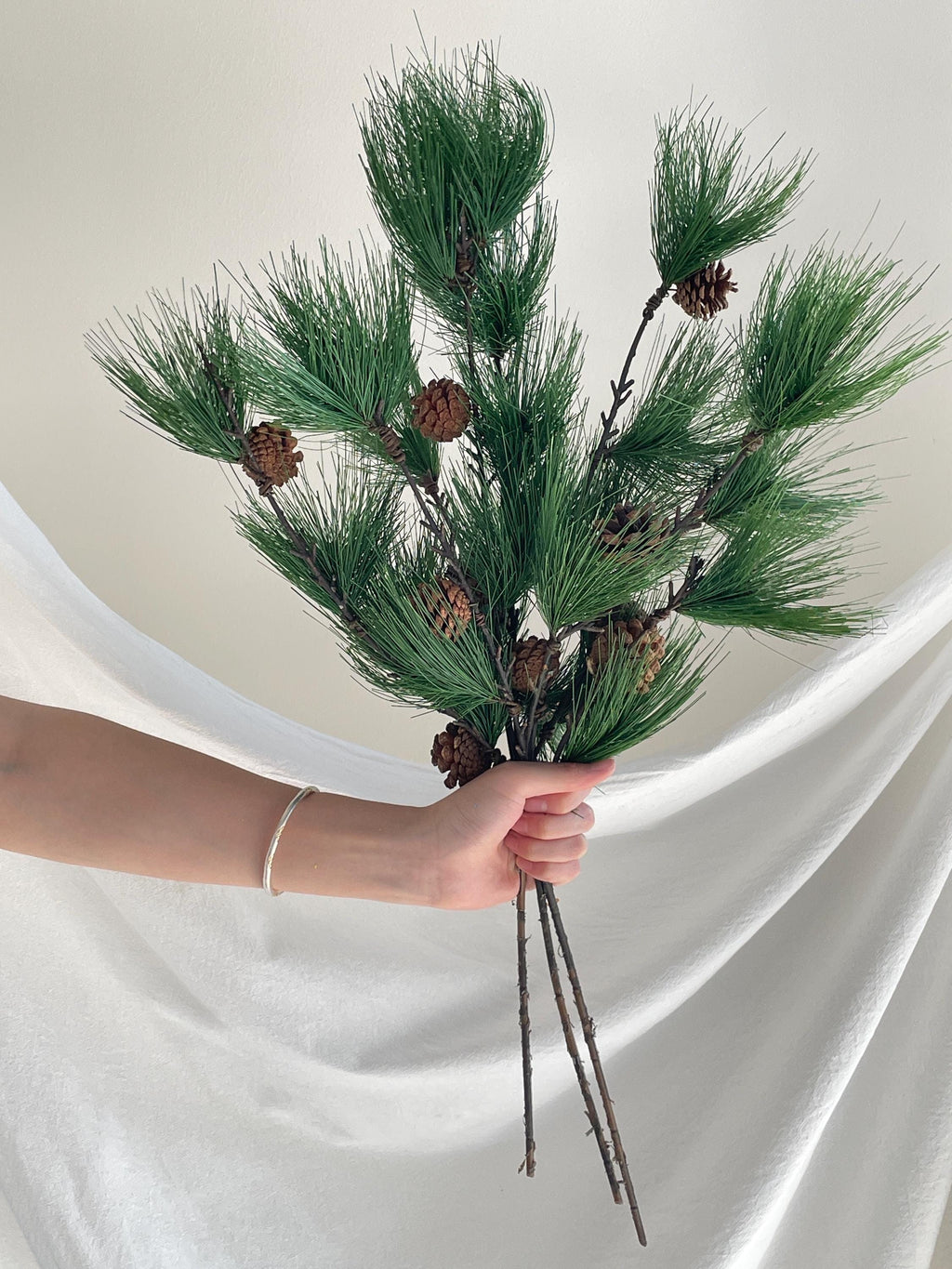 Artificial Pine Needles Branch with Pine Cone