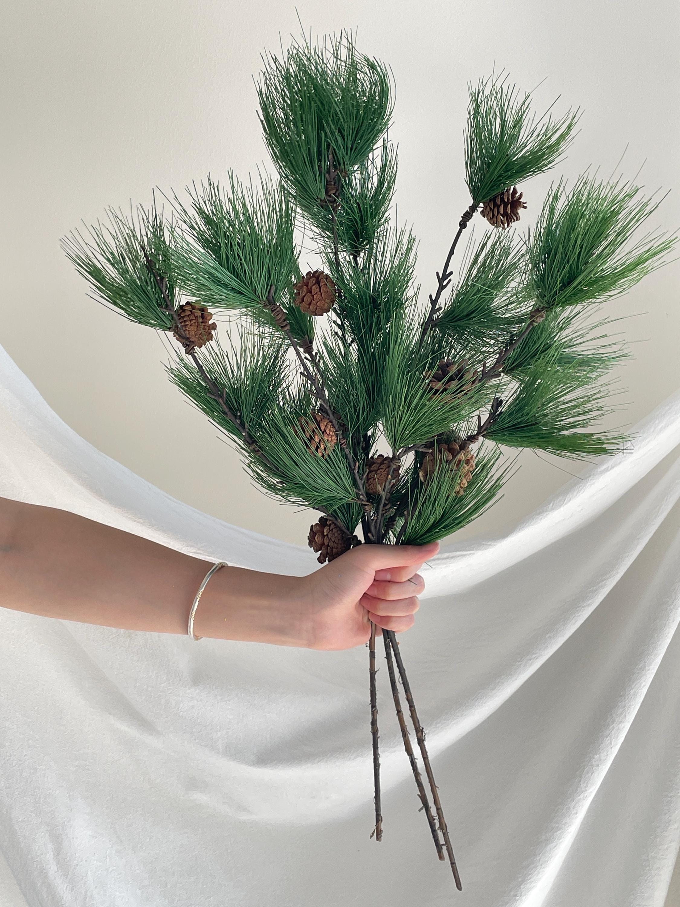 Artificial Pine Needles Branch with Pine Cone