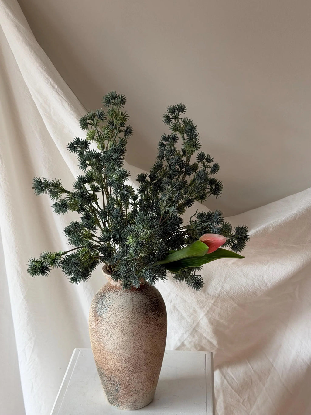 Faux Winter Cedar Branch Artificial Pine Stems for DIY Indoor Decor, Pine Needle Stem Evergreen garland, primitive christmas decor Faux Flower Place
