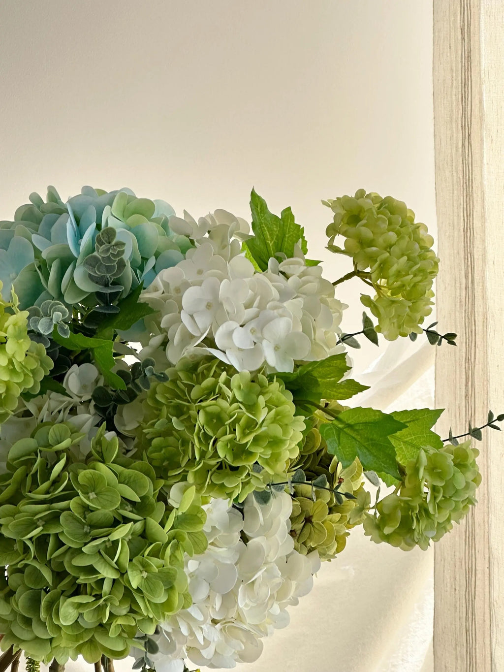 Hydrangea Eucalyptus floral arrangement Faux Flower Place