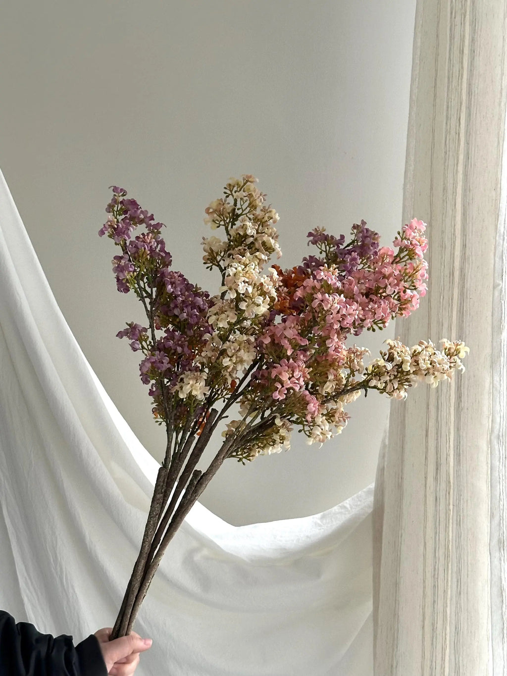 Real Touch Lilac stem, Faux Lilac Branch, Pastel Faux Floral Branch, fake flower arrangements, Pastel Lilac Flower for DIY Wedding Decor Faux Flower Place